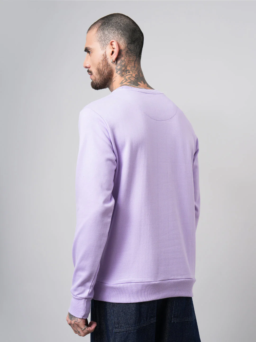 Men Solid Lilac Sweatshirt - Image 2