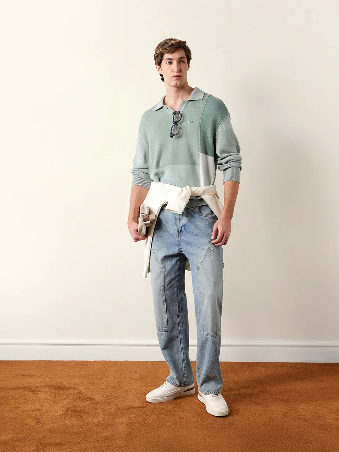 Men Solid Polo Collar Sweatshirt - Image 3