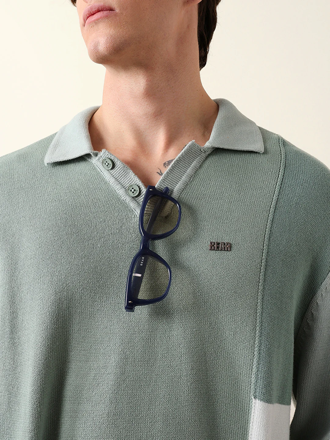 Men Solid Polo Collar Sweatshirt - Image 7