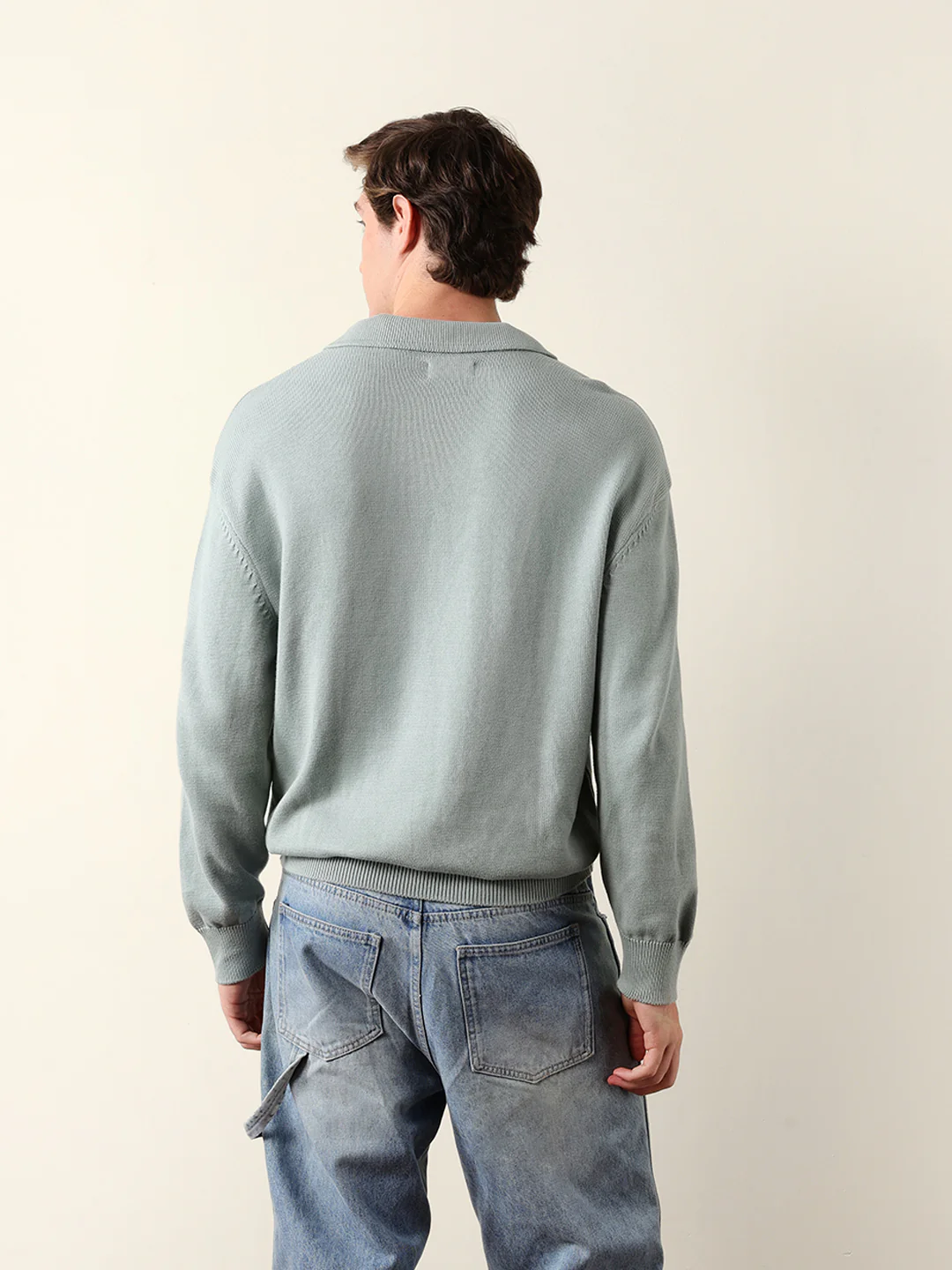 Men Solid Polo Collar Sweatshirt - Image 8