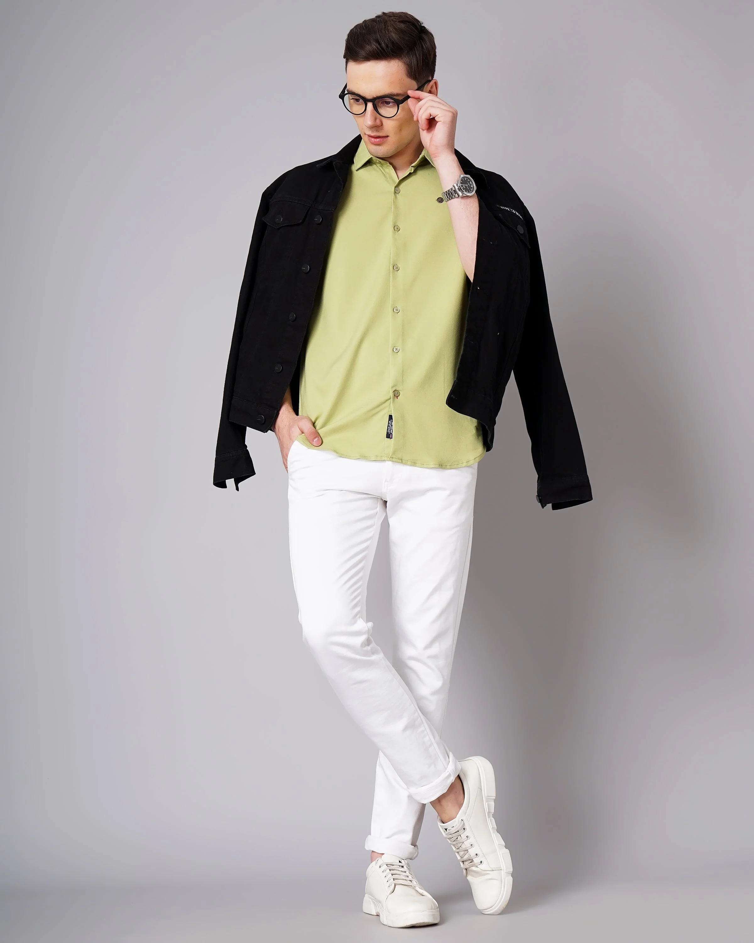 Men Solid Stretch Black Shirt - Image 6