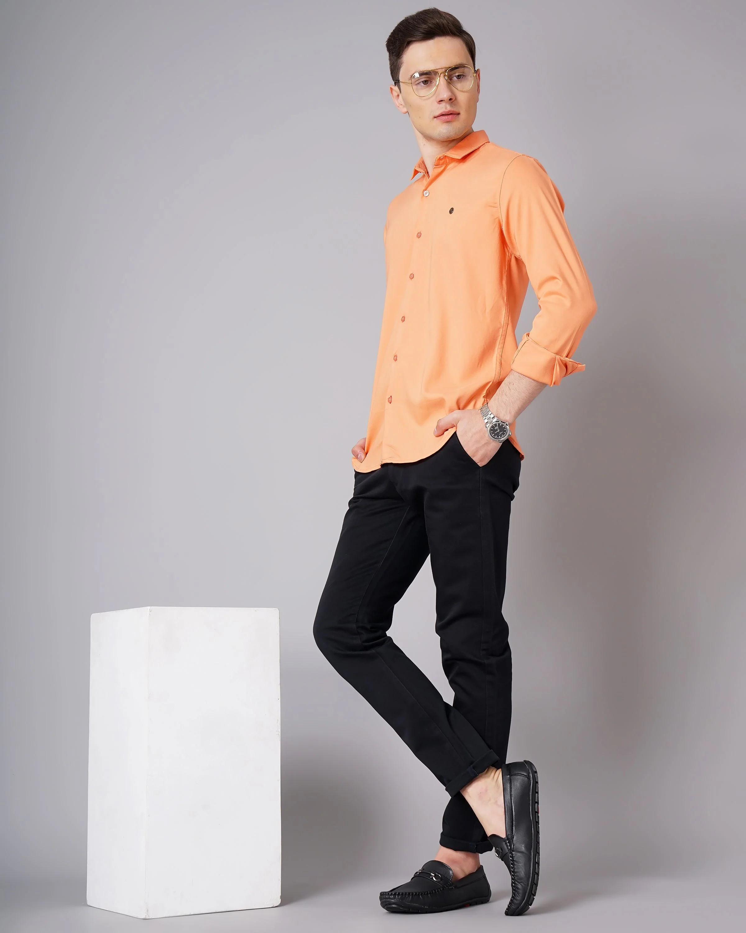 Men Solid Stretch Green Shirt - Image 6