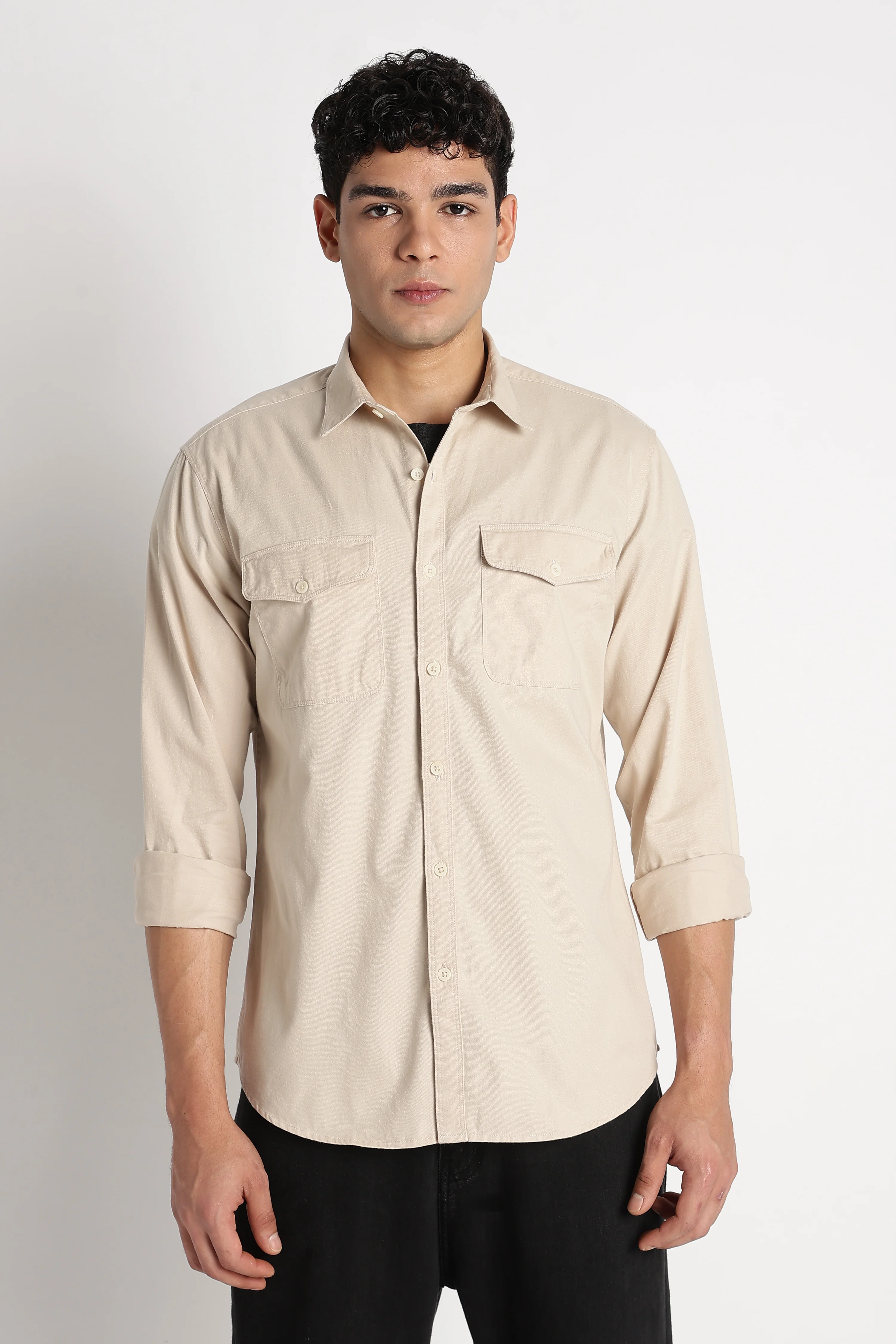 Men Solid Utility Casual Shirt - Image 5