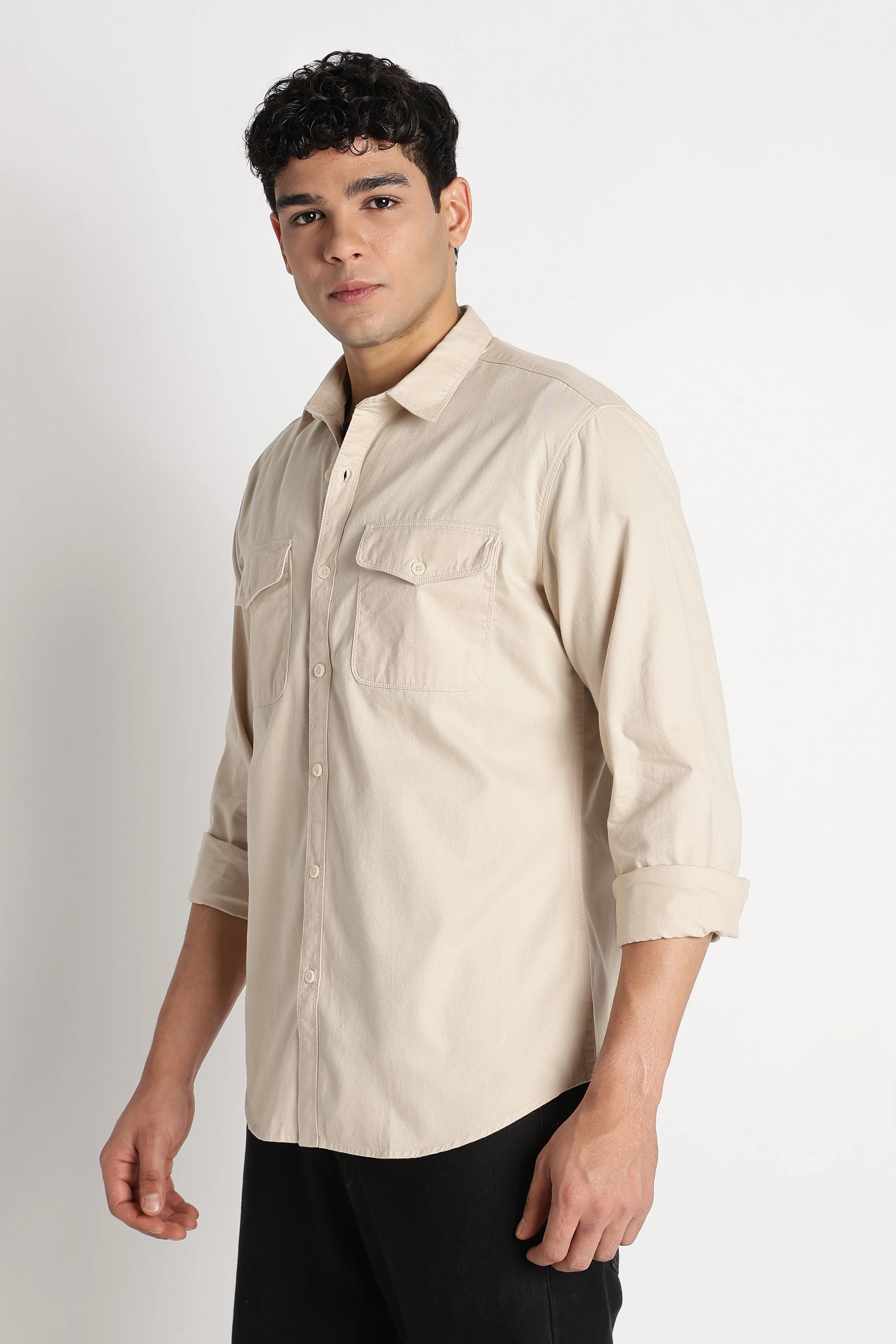 Men Solid Utility Casual Shirt - Image 6