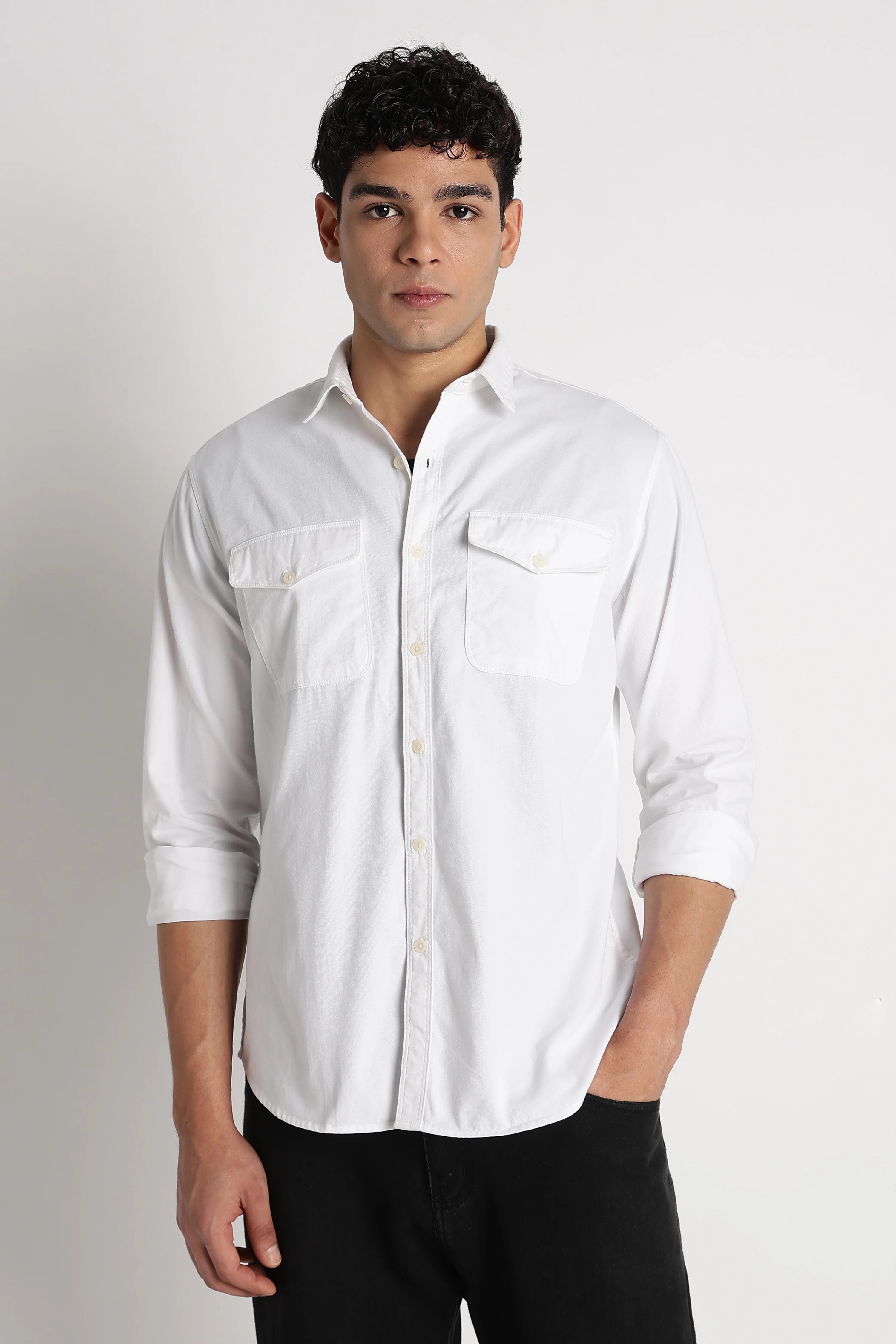 Men Solid Utility Casual Shirt - Image 5