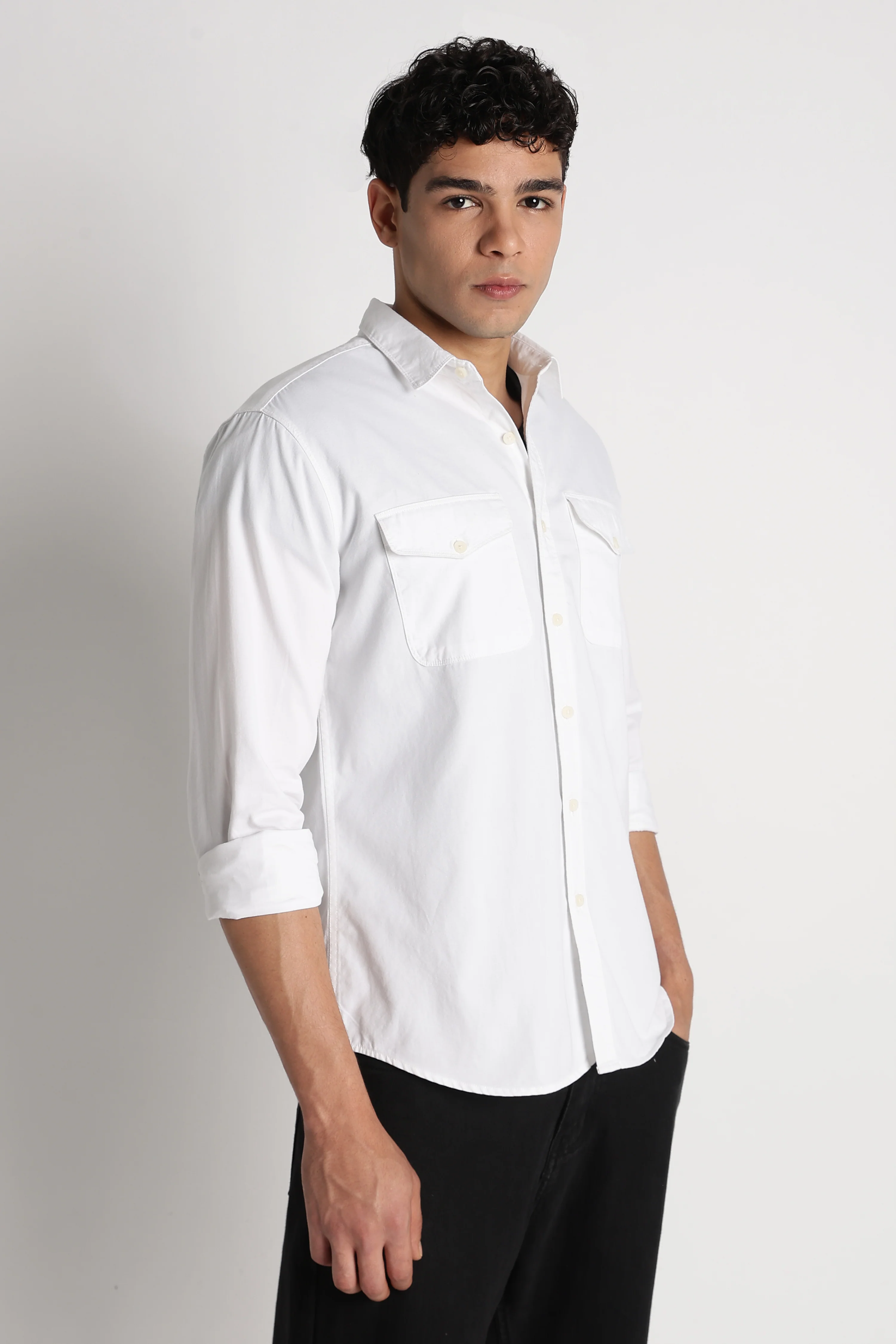 Men Solid Utility Casual Shirt - Image 7