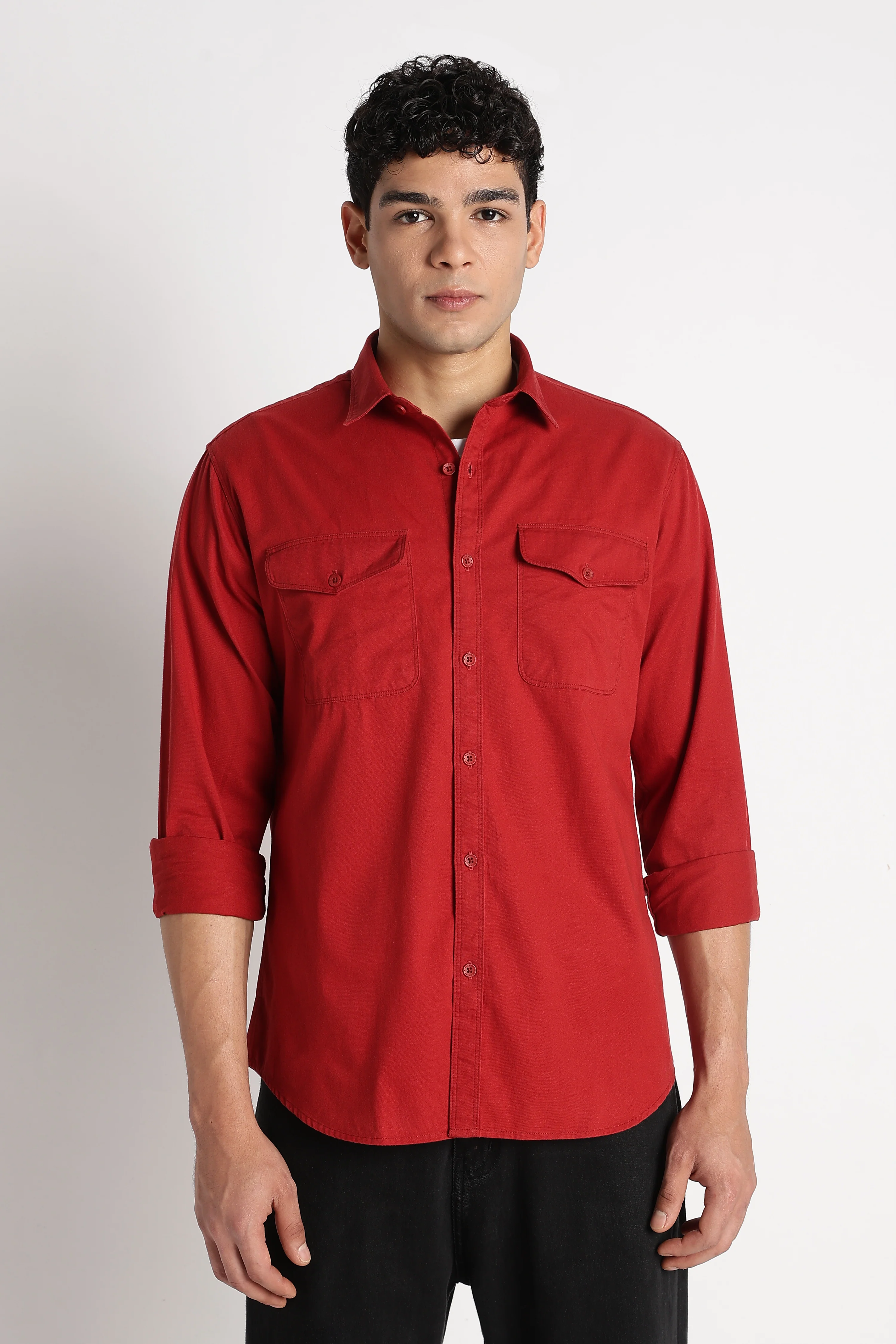 Men Solid Utility Casual Shirt - Image 6