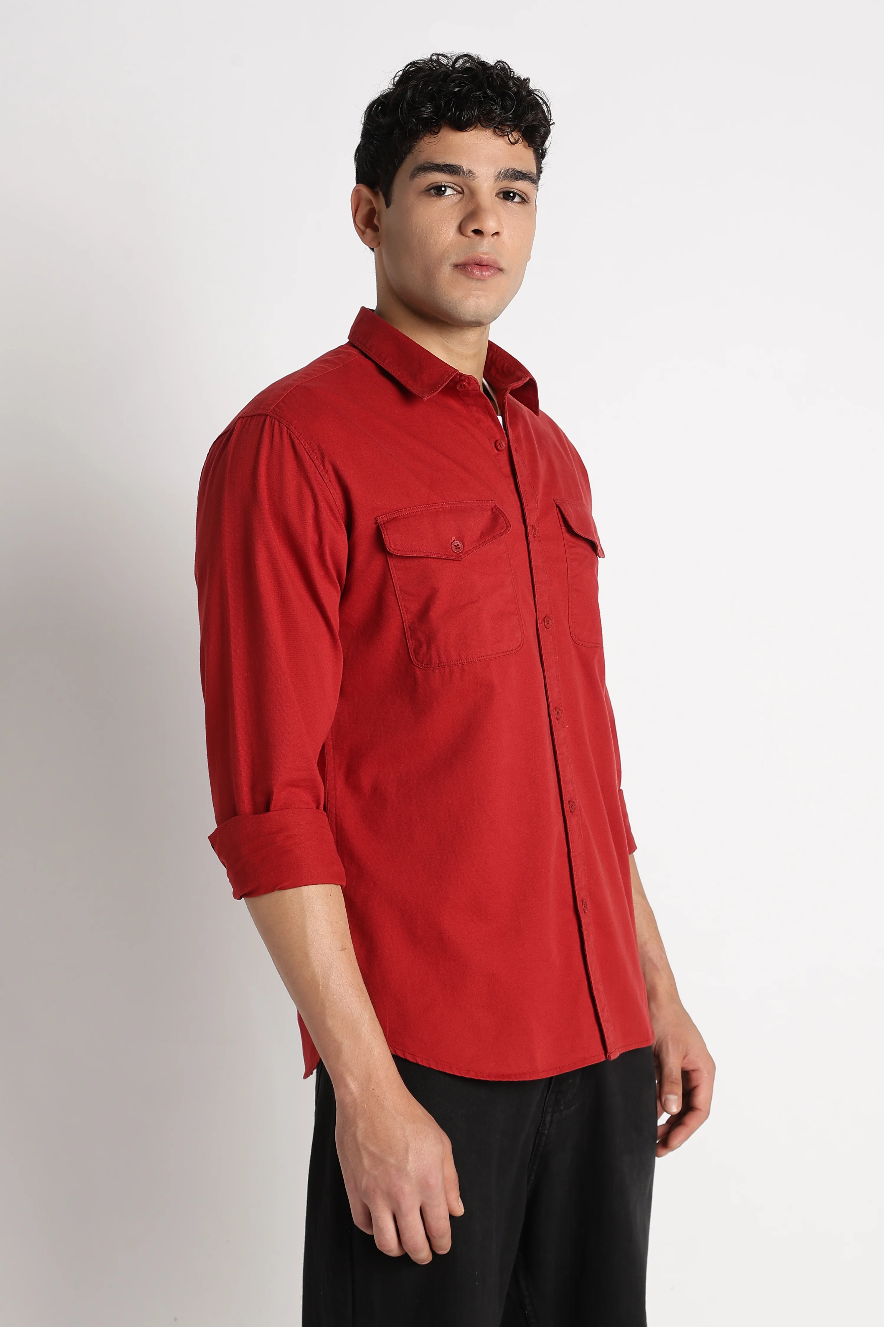 Men Solid Utility Casual Shirt - Image 8