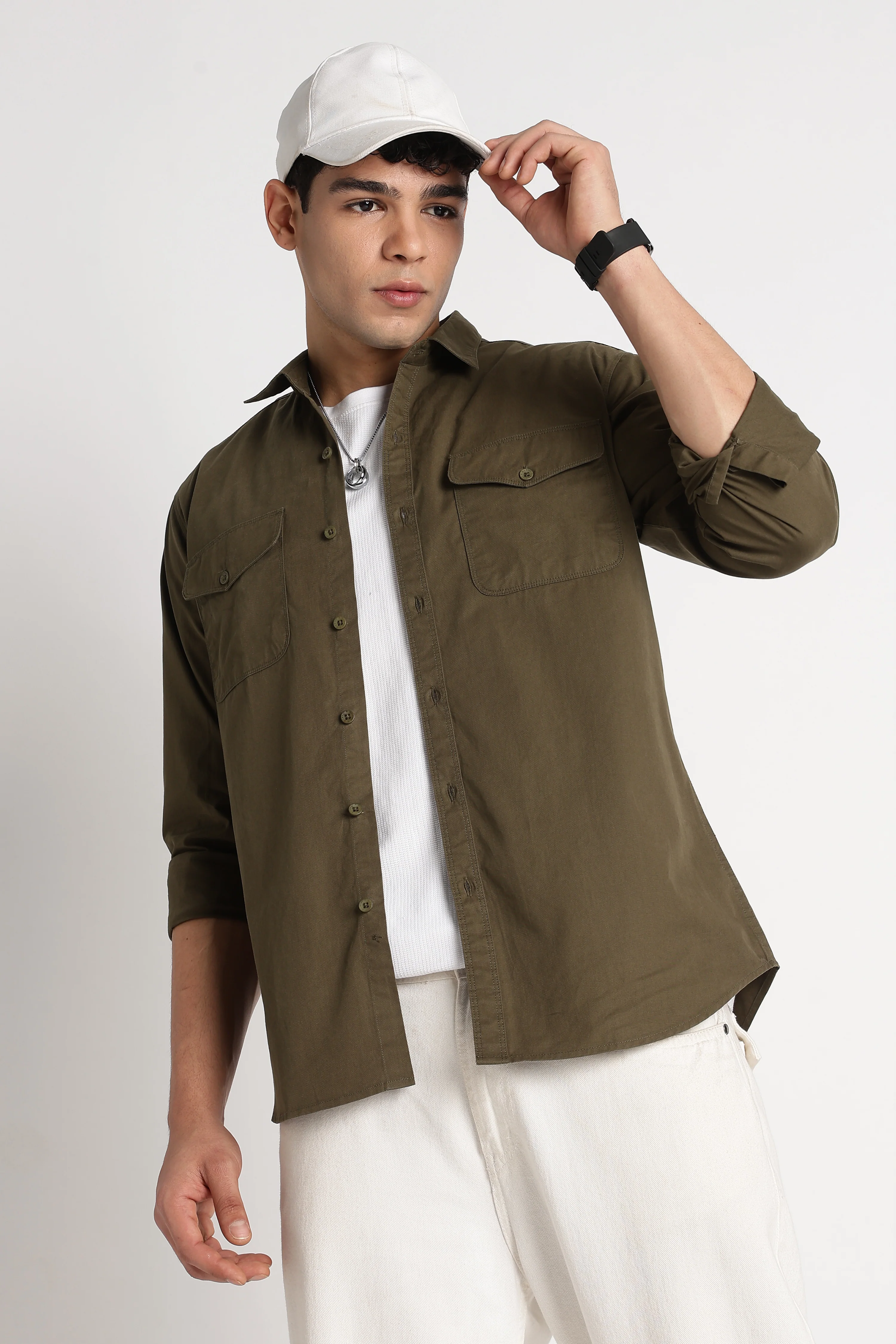 Men Solid Utility Casual Shirt - Image 10