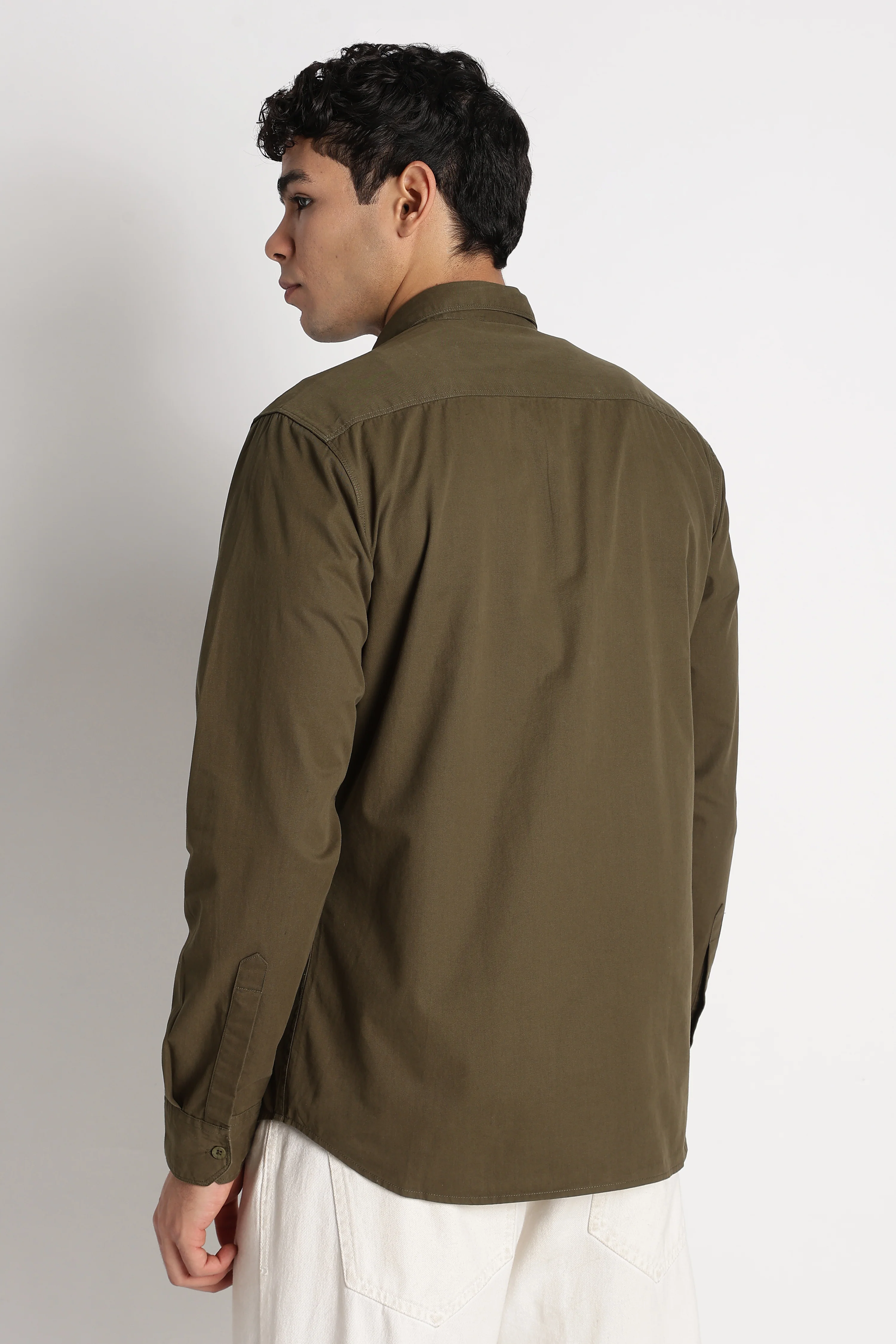 Men Solid Utility Casual Shirt - Image 3