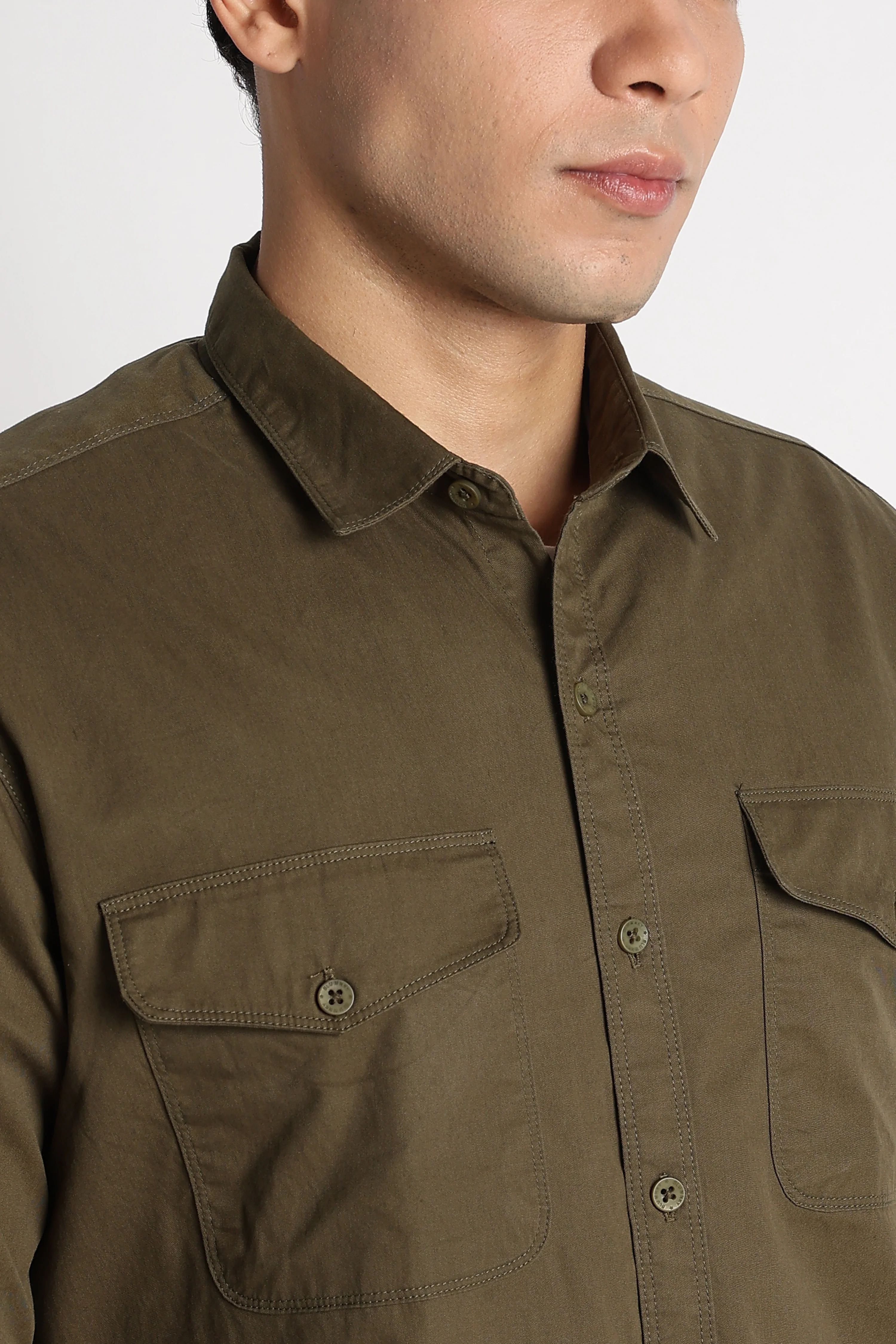 Men Solid Utility Casual Shirt - Image 5