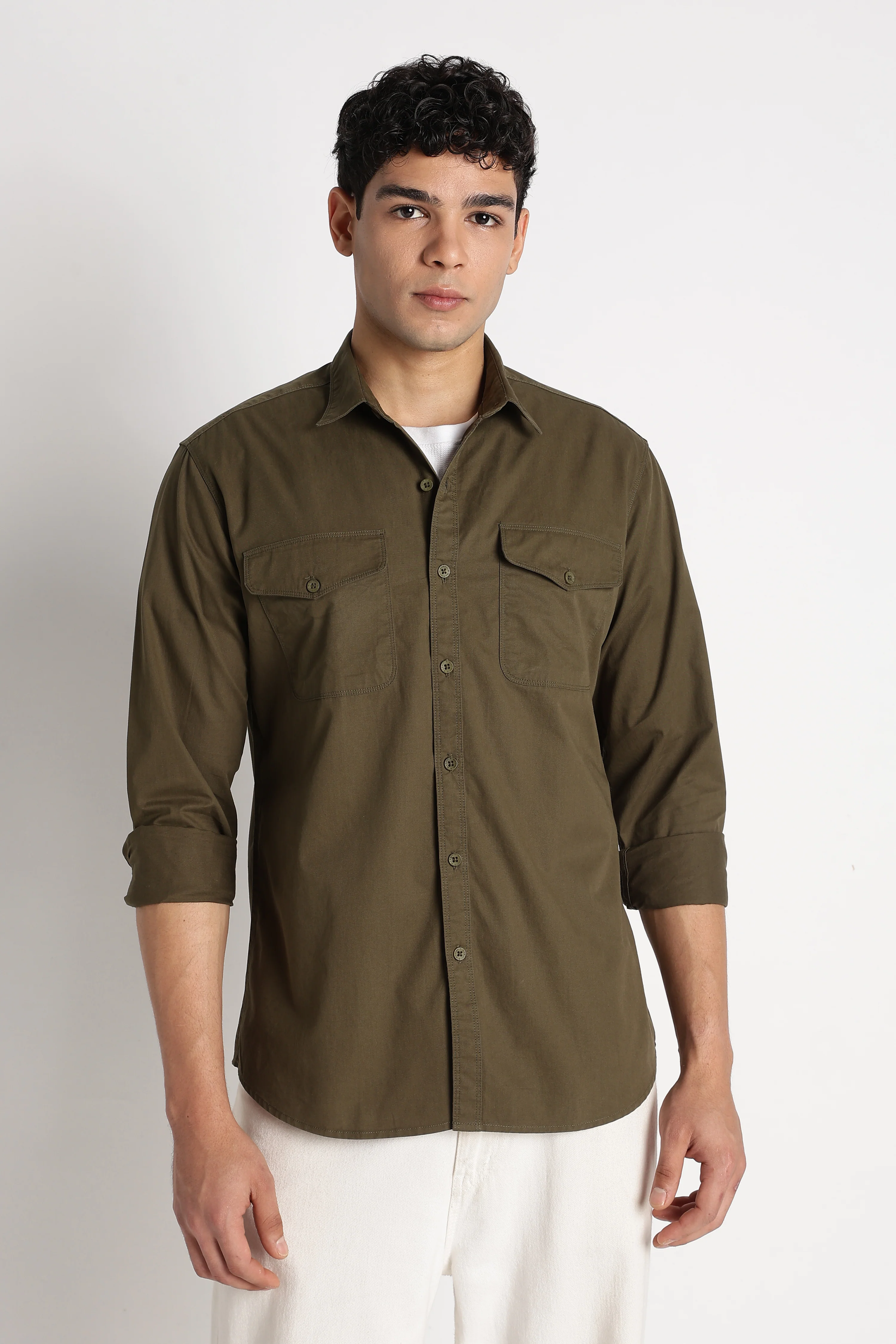 Men Solid Utility Casual Shirt - Image 6
