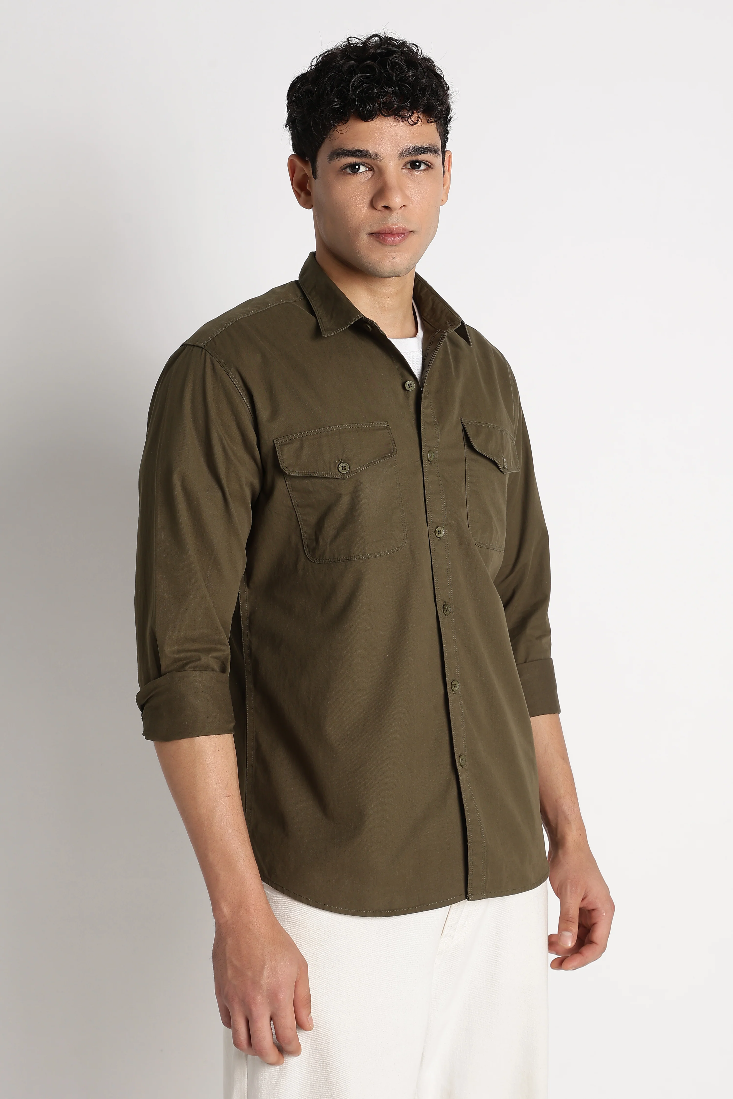 Men Solid Utility Casual Shirt - Image 7