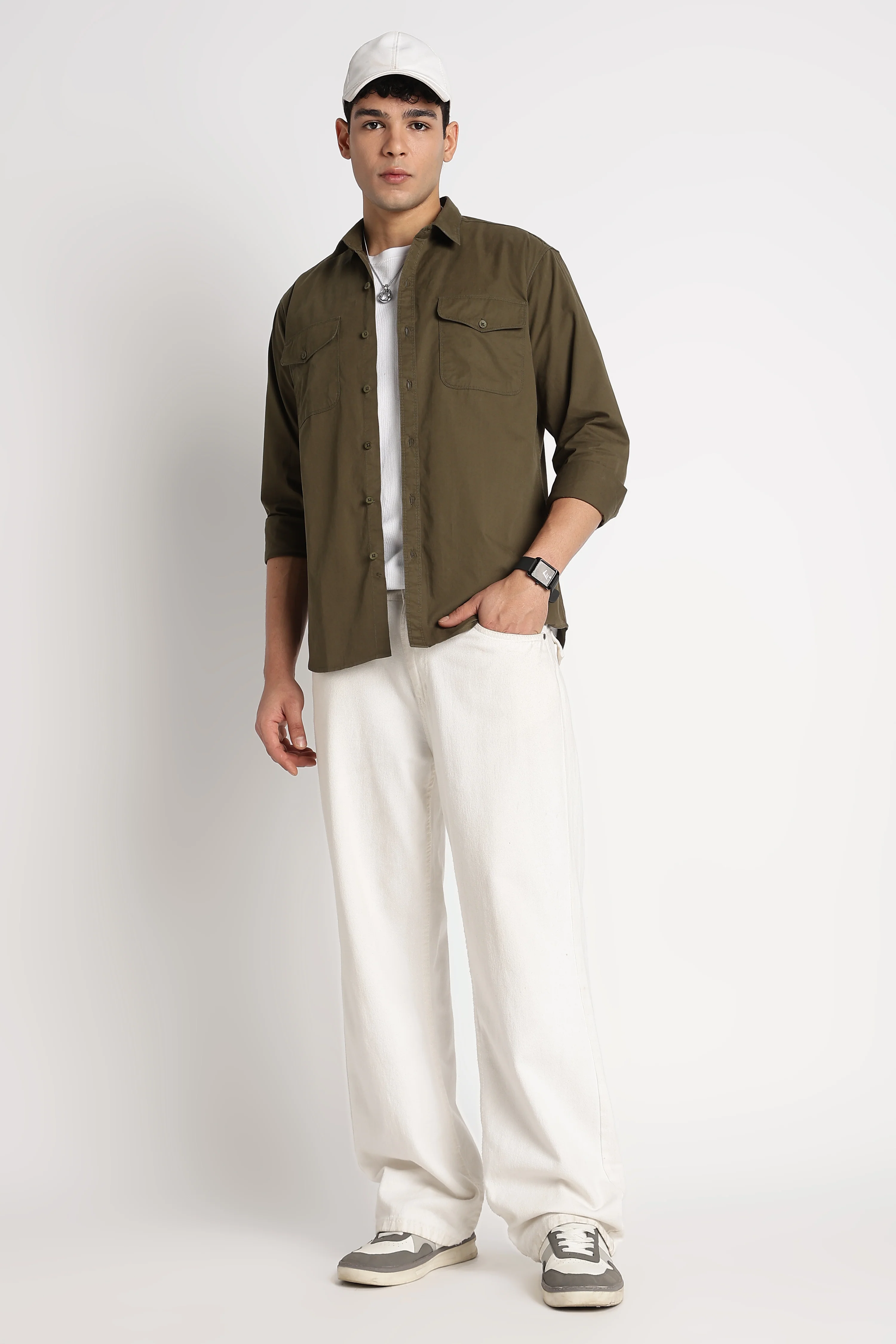 Men Solid Utility Casual Shirt - Image 8