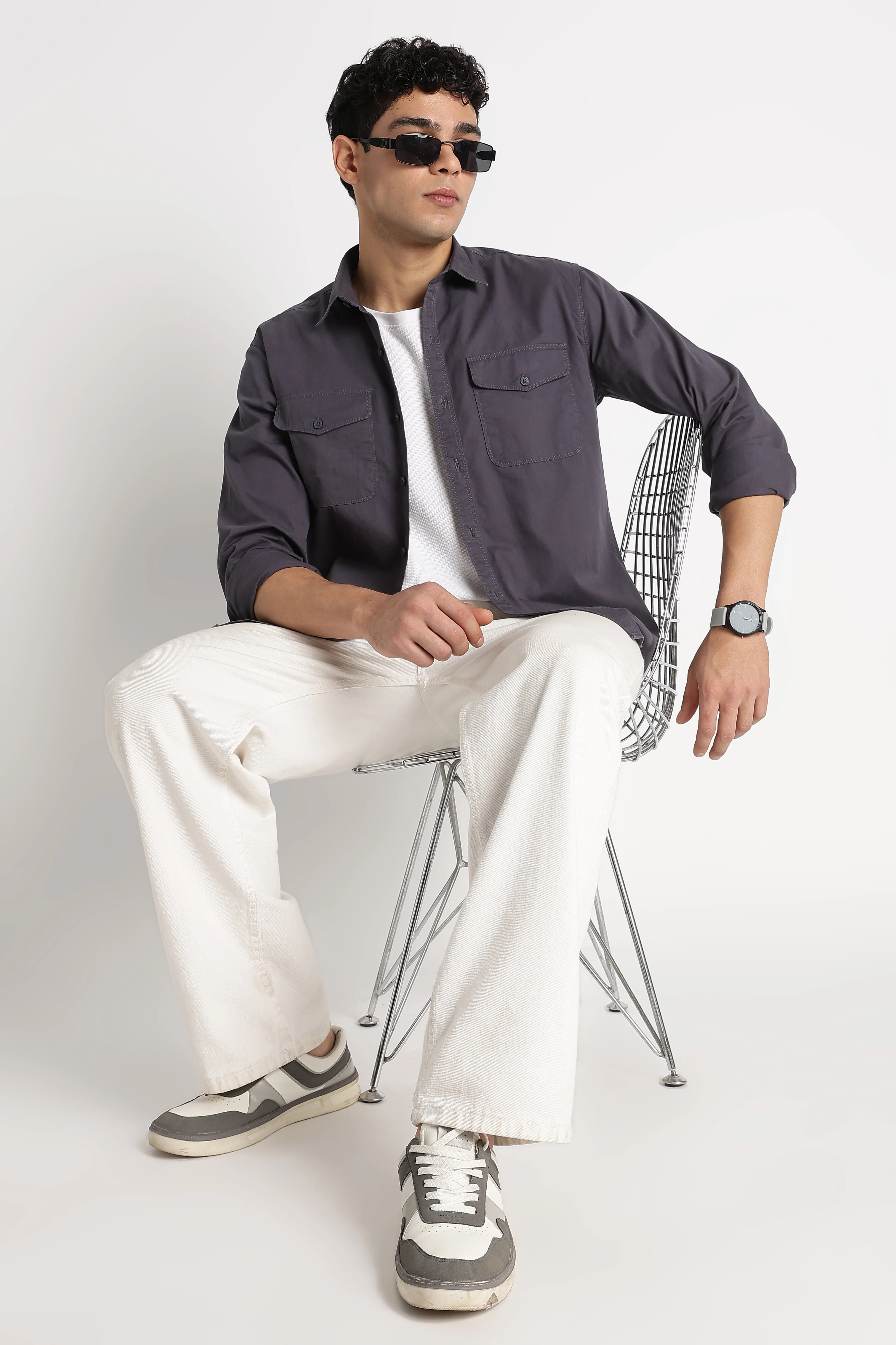 Men Solid Utility Casual Shirt - Image 2