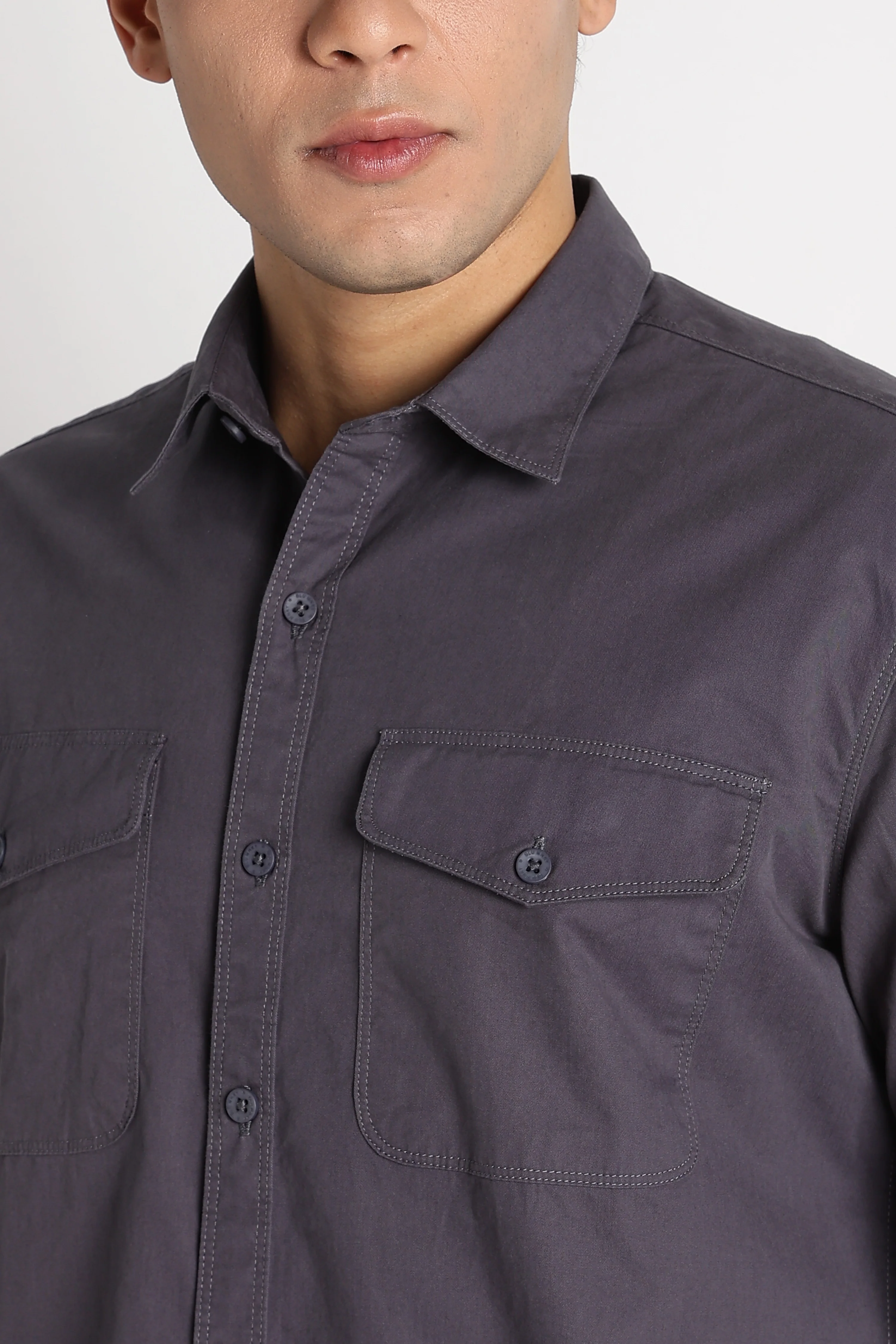 Men Solid Utility Casual Shirt - Image 5