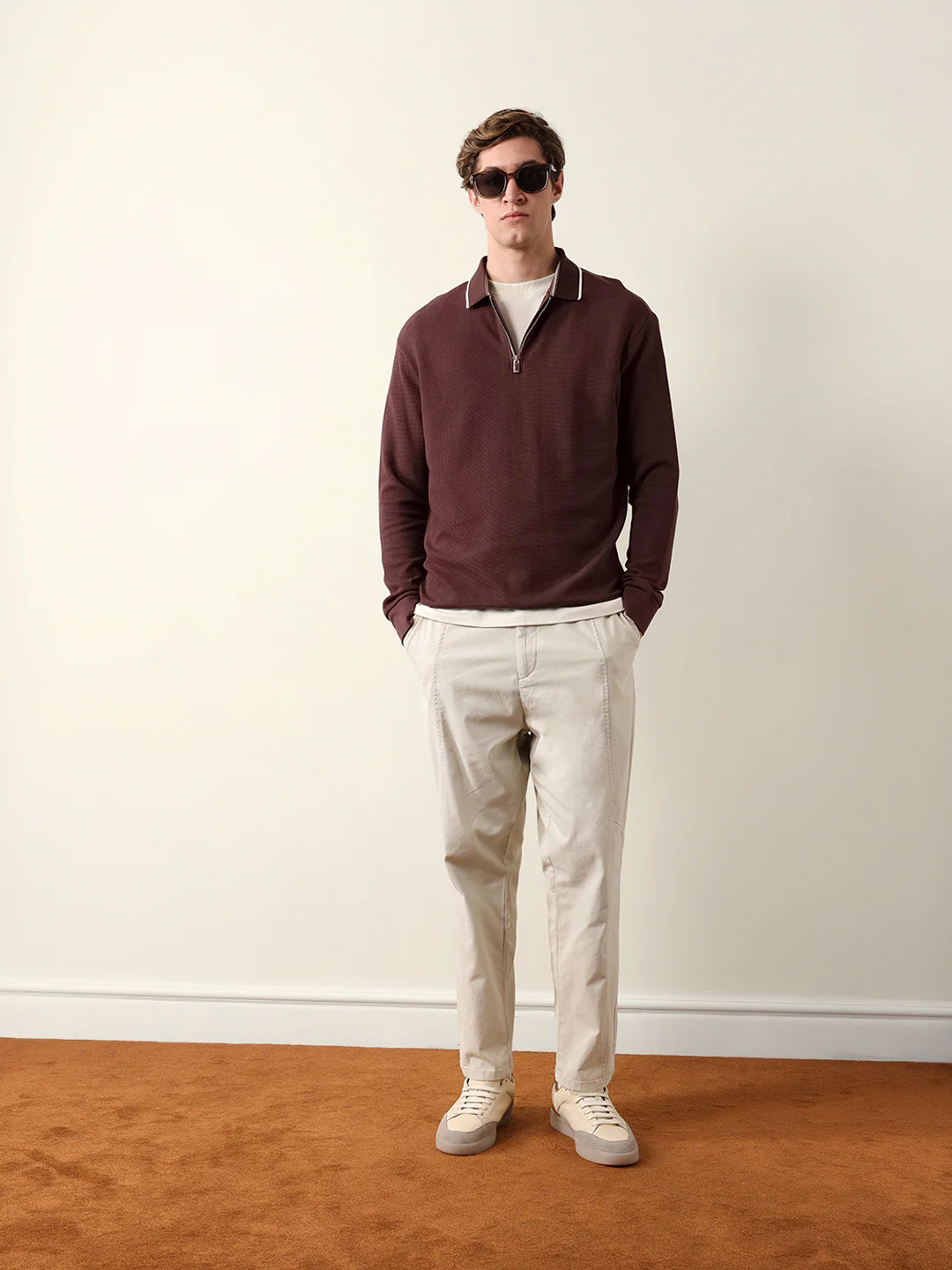 Men Solid Zip-Neck Sweatshirt - Image 8