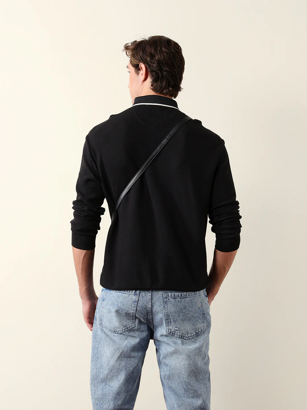 Men Solid Zip-Neck Sweatshirt - Image 7