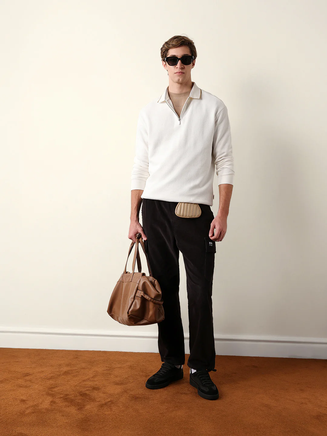 Men Solid Zip-Neck Sweatshirt - Image 2