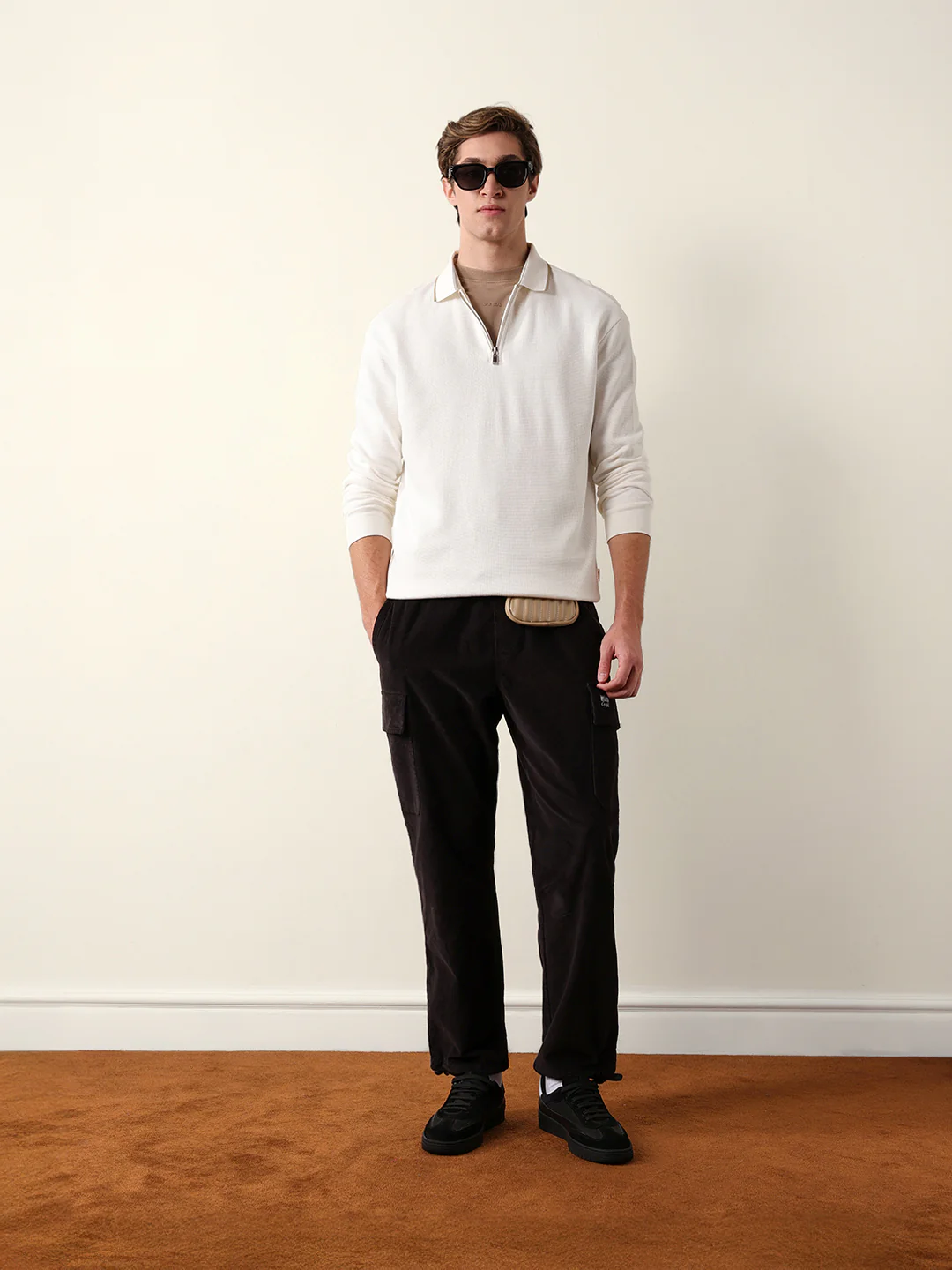 Men Solid Zip-Neck Sweatshirt - Image 8