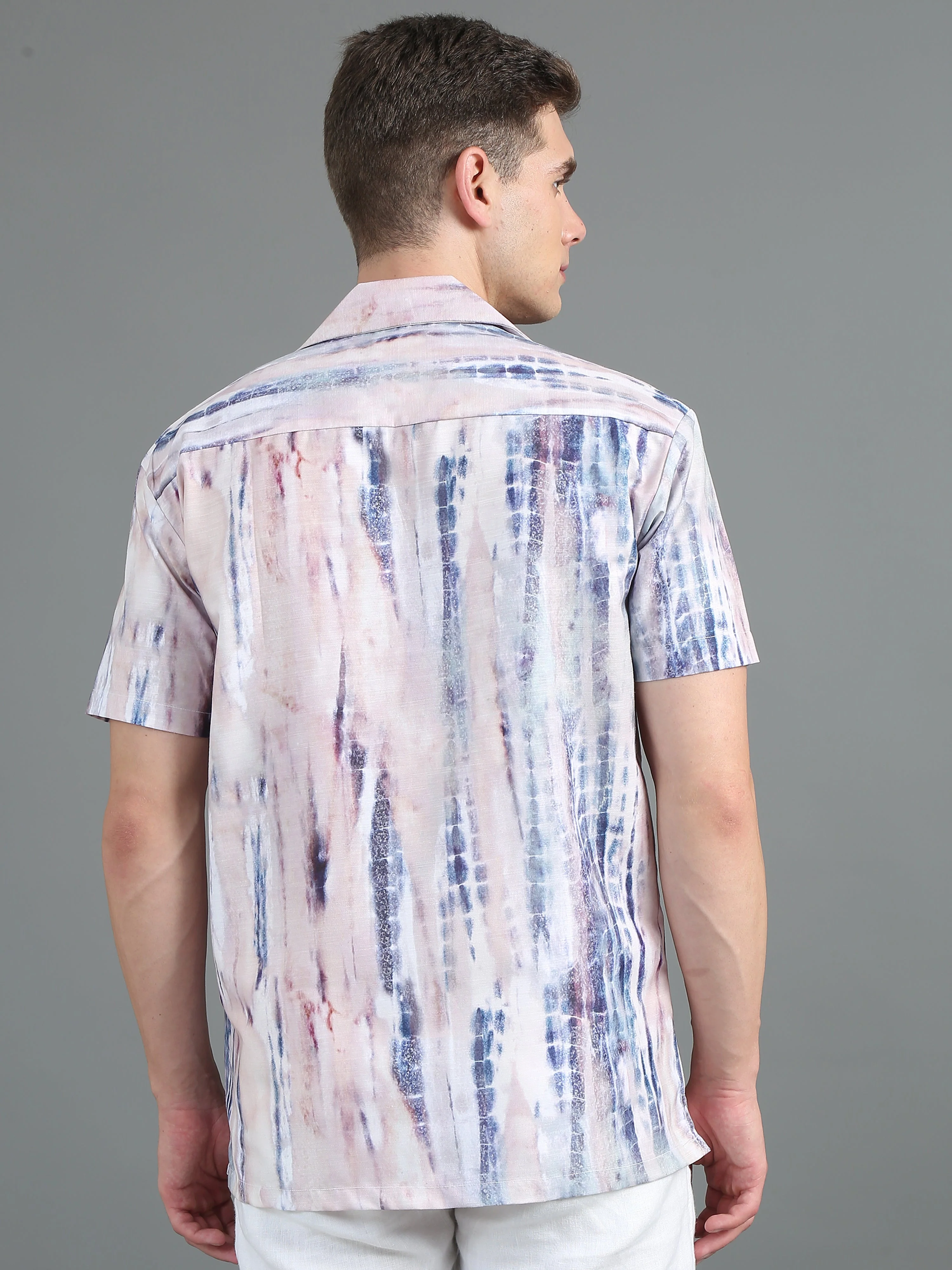 Men Splash Peach Print Shirt - Image 3