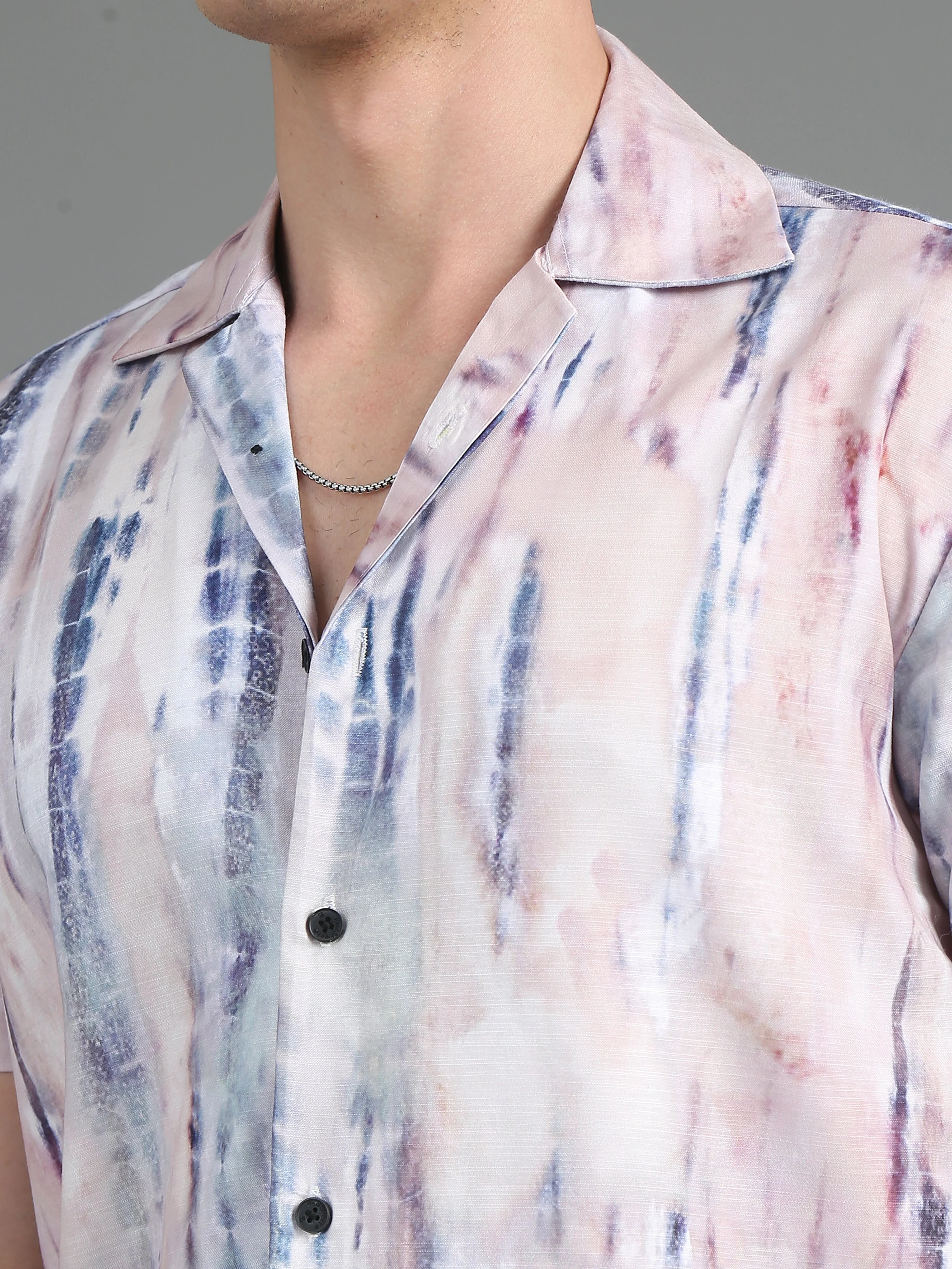 Men Splash Peach Print Shirt - Image 5