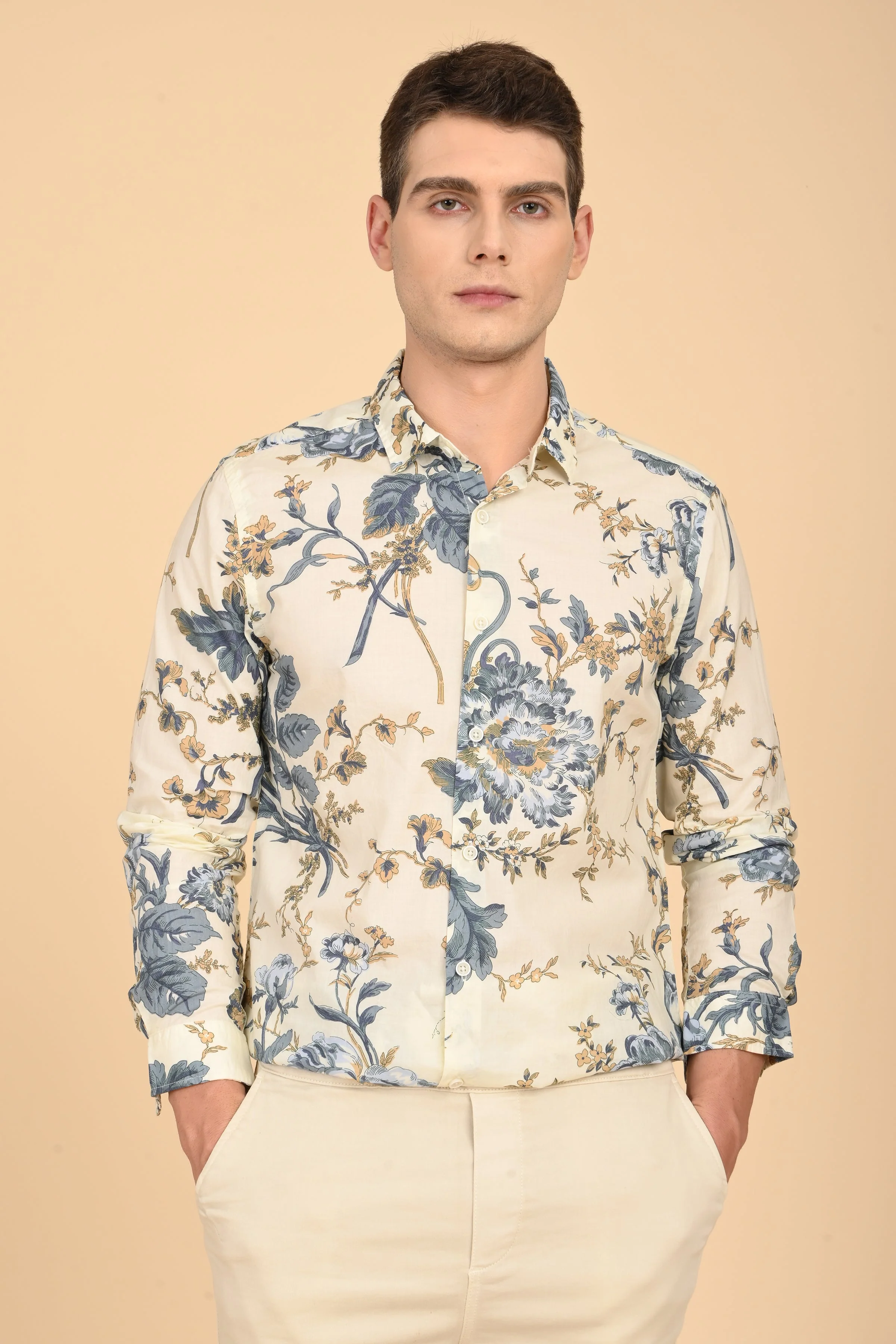 Men Stanley Cotton Digital Printed Shirt Lemon - Image 3