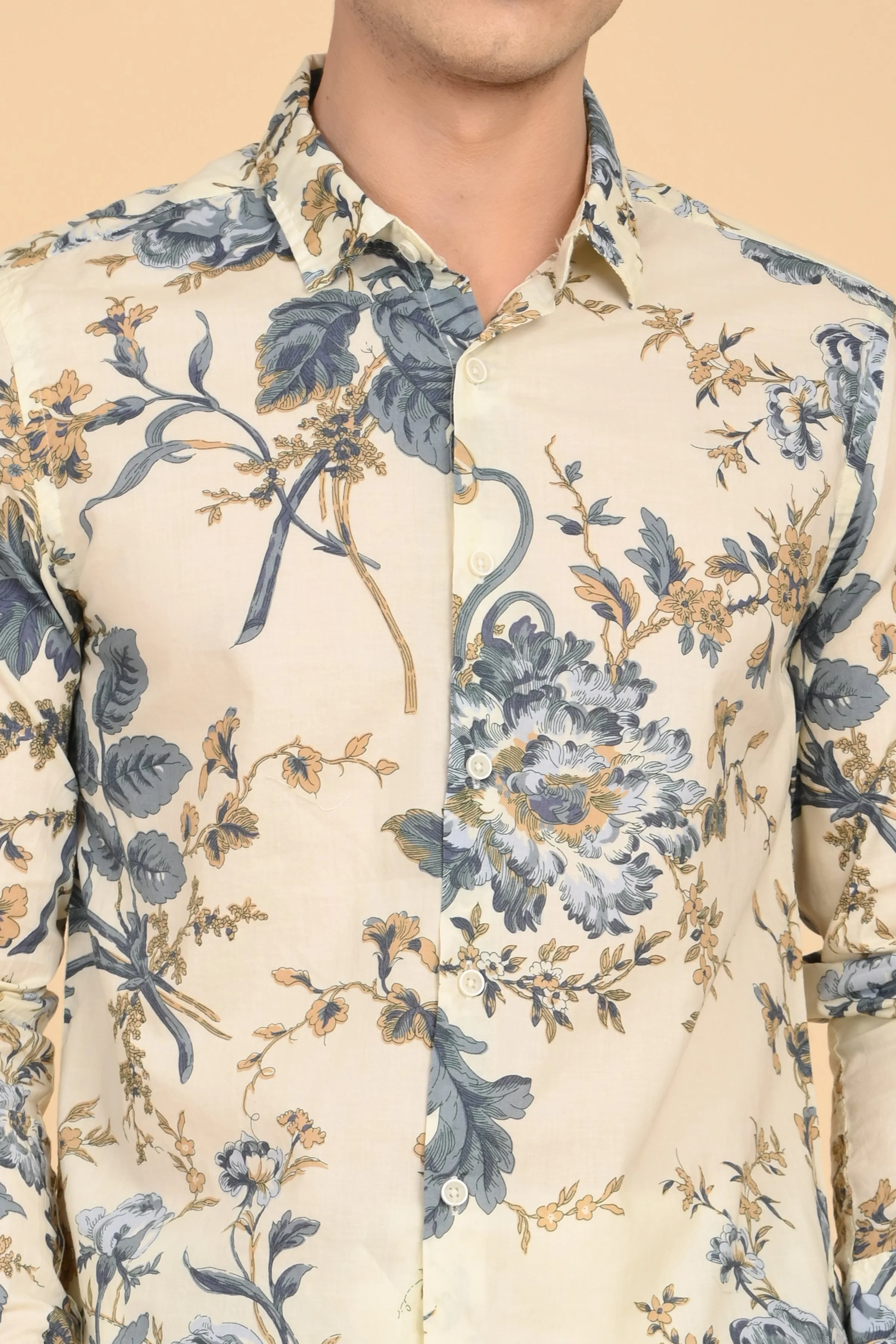 Men Stanley Cotton Digital Printed Shirt Lemon - Image 5