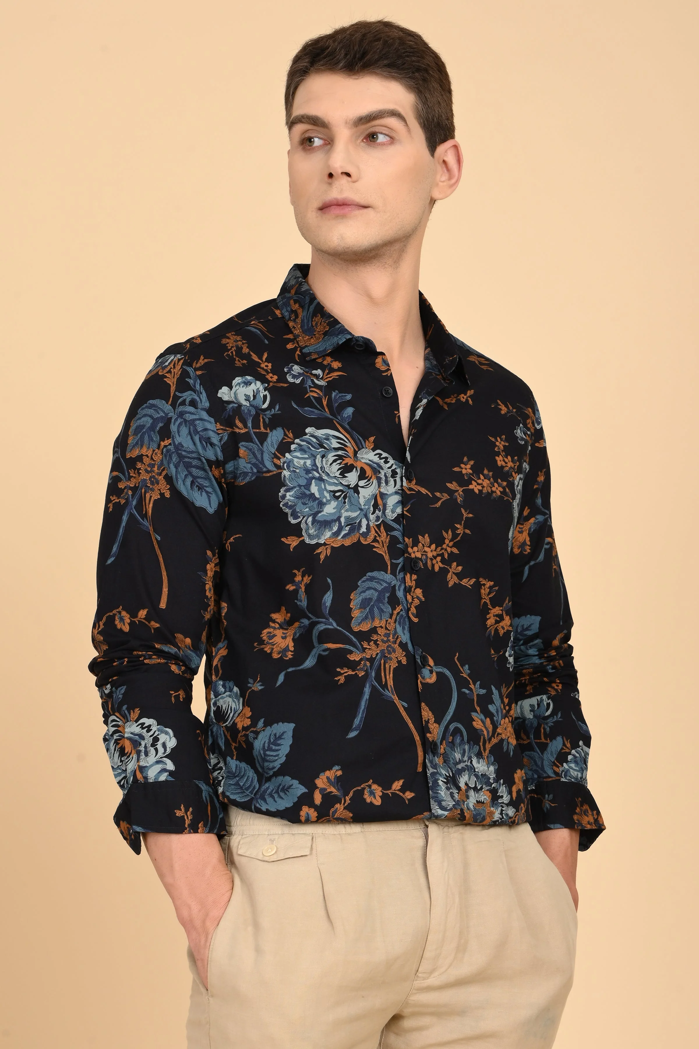 Men Stanley Cotton Digital Printed Shirt Navy - Image 2