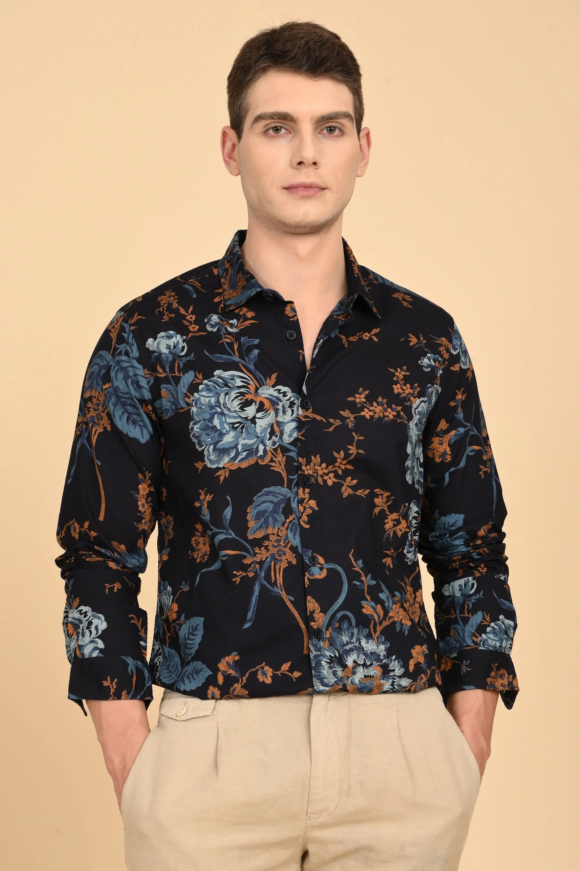 Men Stanley Cotton Digital Printed Shirt Navy - Image 3