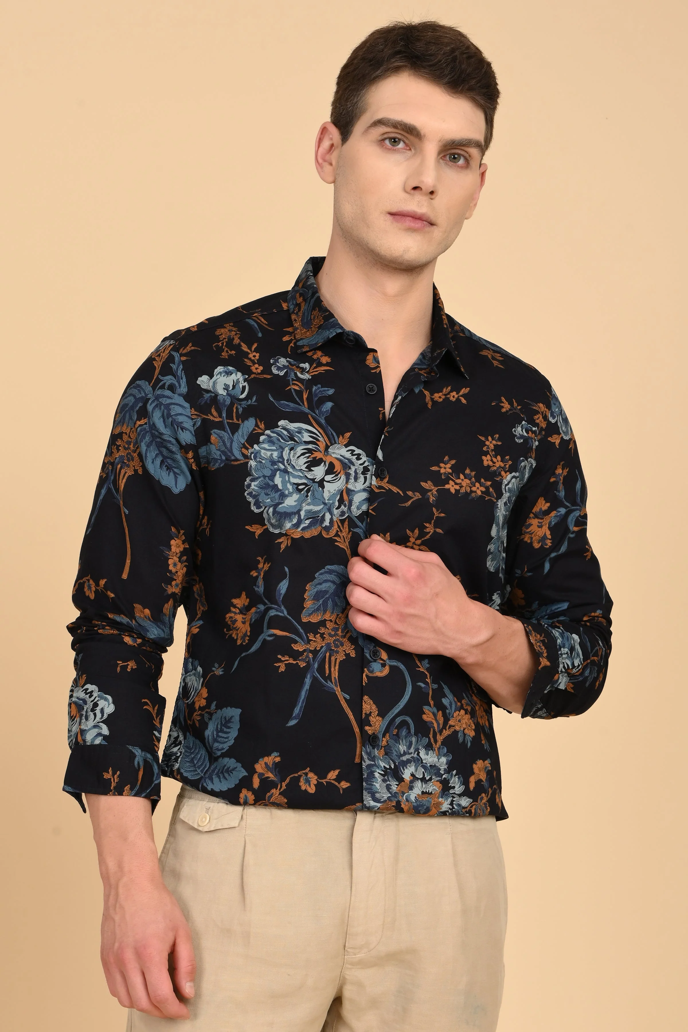 Men Stanley Cotton Digital Printed Shirt Navy - Image 4