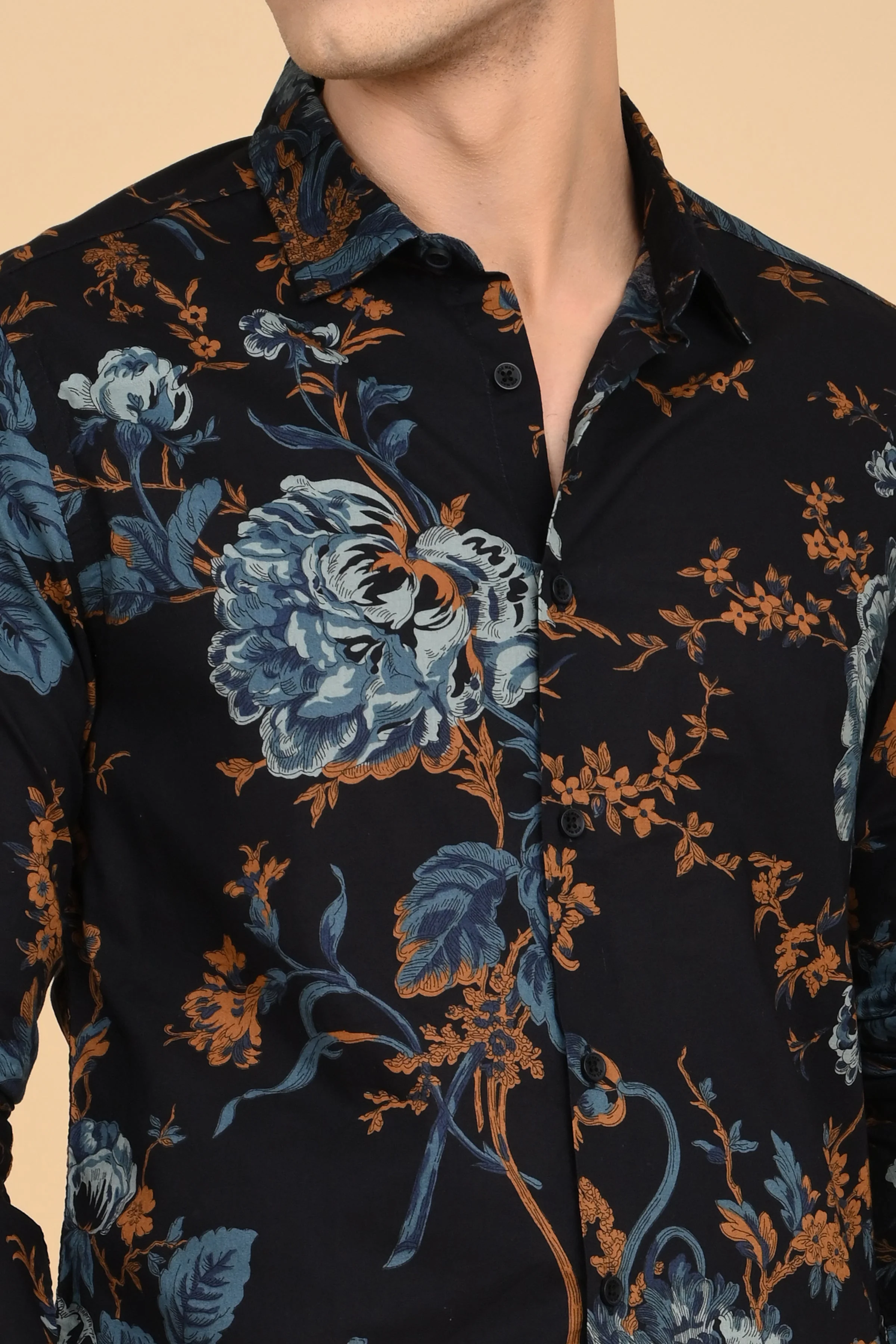 Men Stanley Cotton Digital Printed Shirt Navy - Image 6