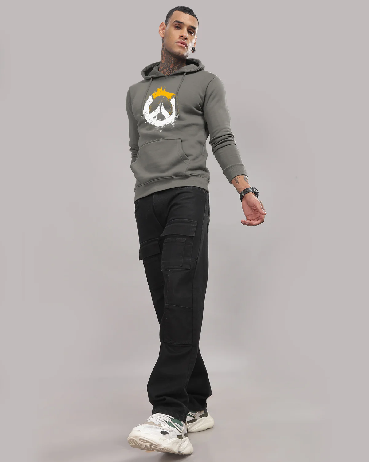 Men Grey Long Lasting Printed Hoodie - Image 4