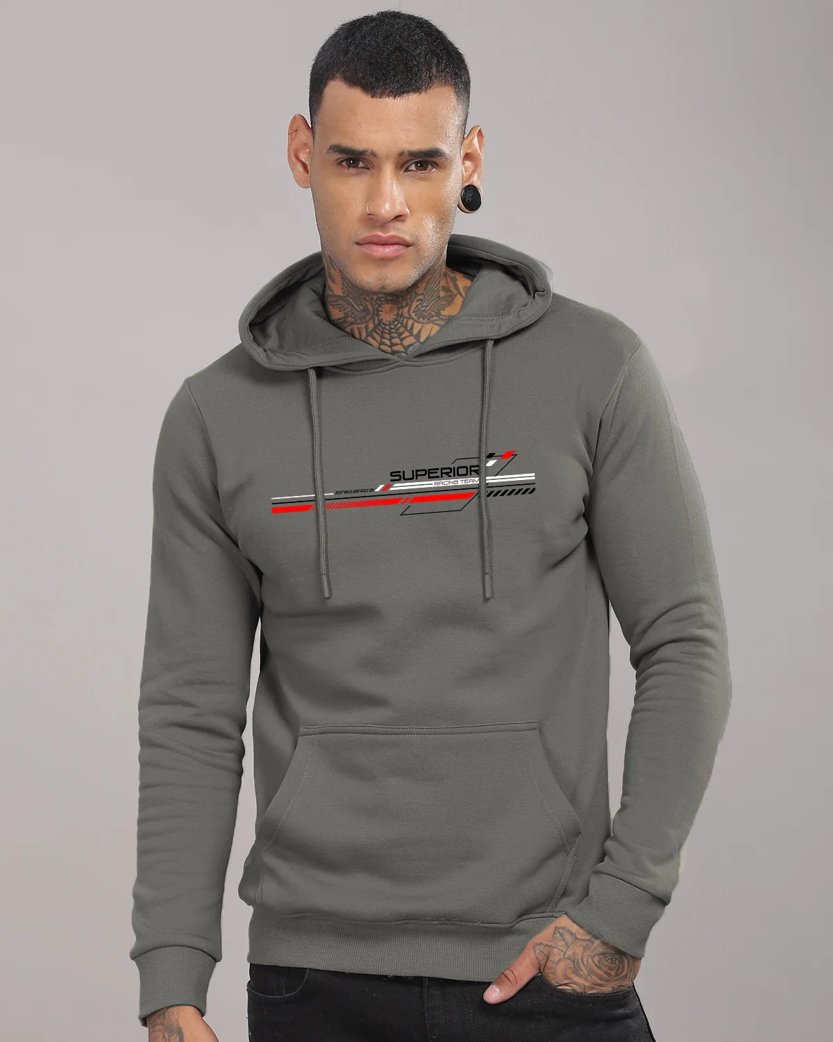 Men Grey Long Lasting Printed Hoodie - Image 2