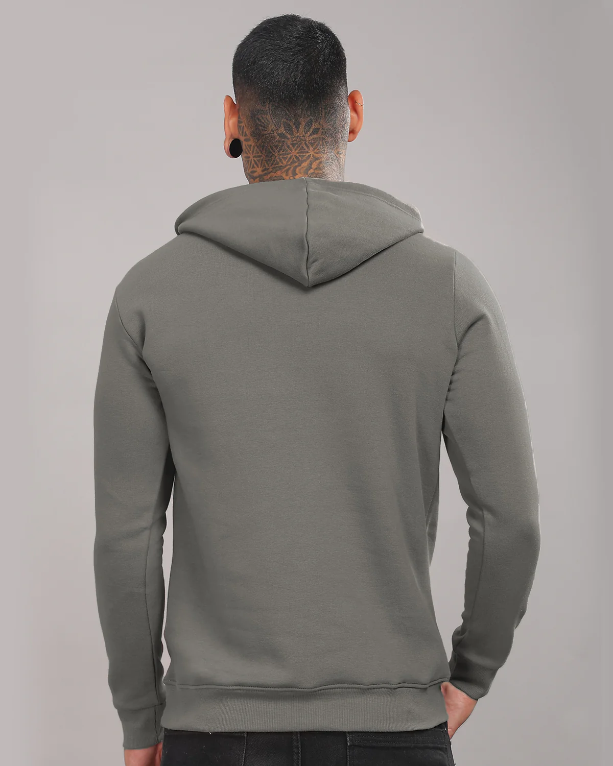 Men Steel Grey Printed Hoodie - Image 3