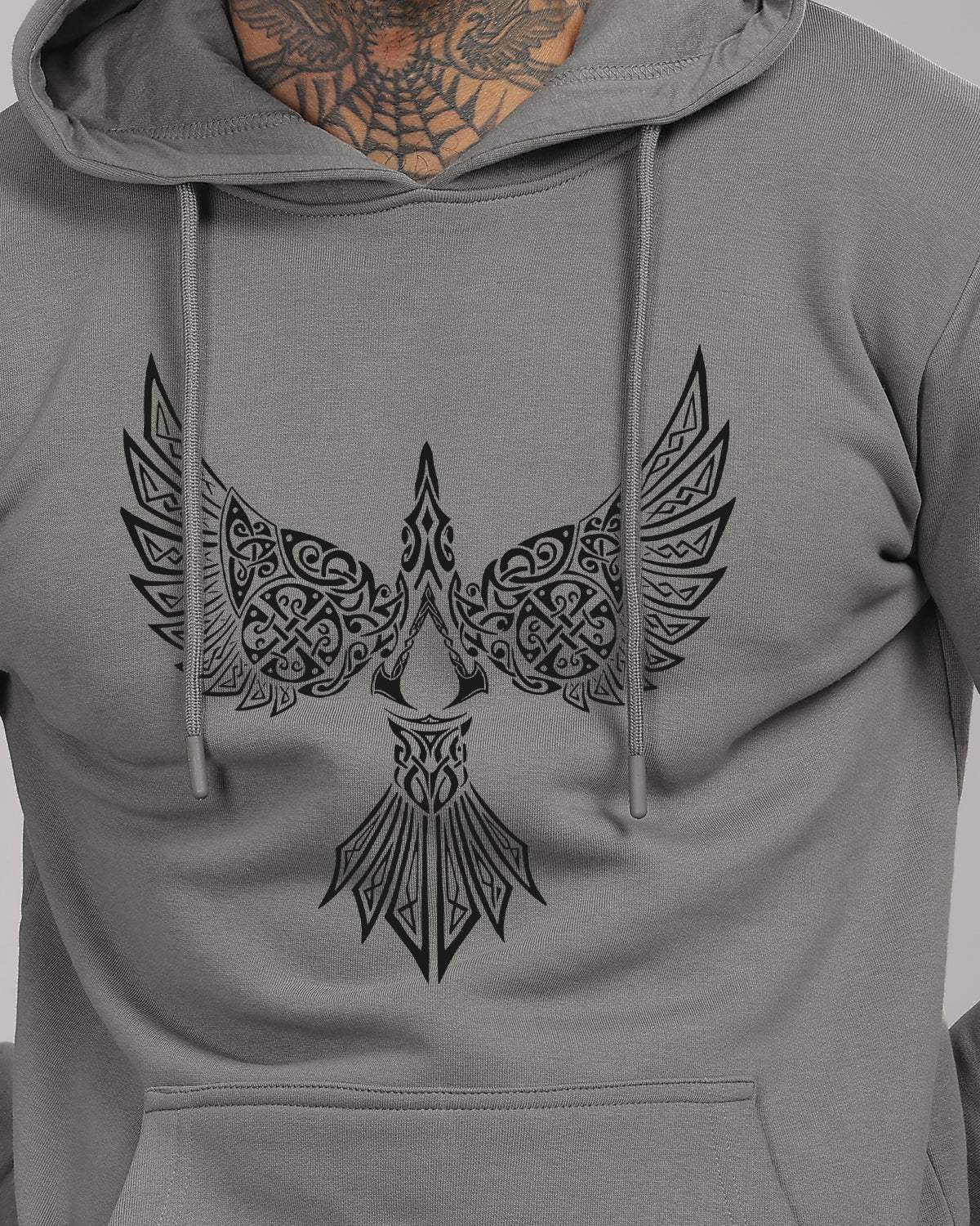 Men Steel Grey Printed Hoodie - Image 5