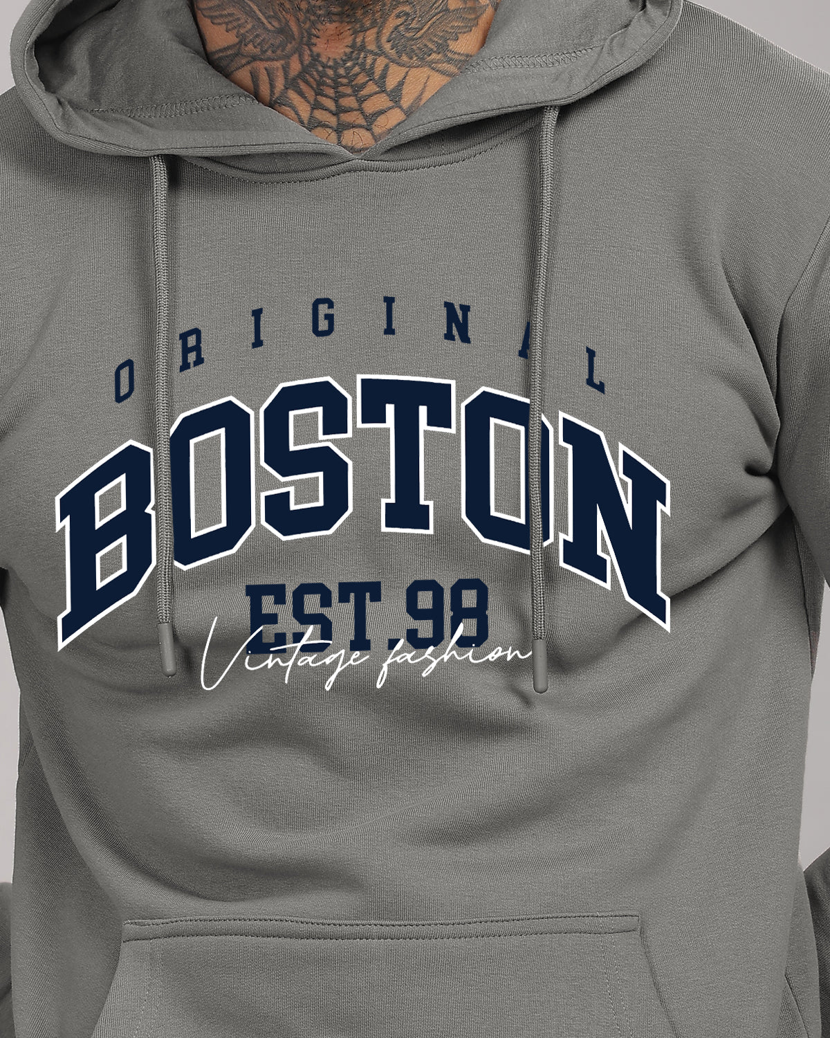 Men Grey Printed Hoodie - Image 2