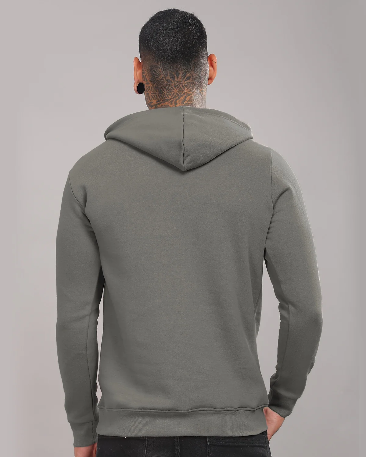 Men Steel Grey Printed Hoodie - Image 2
