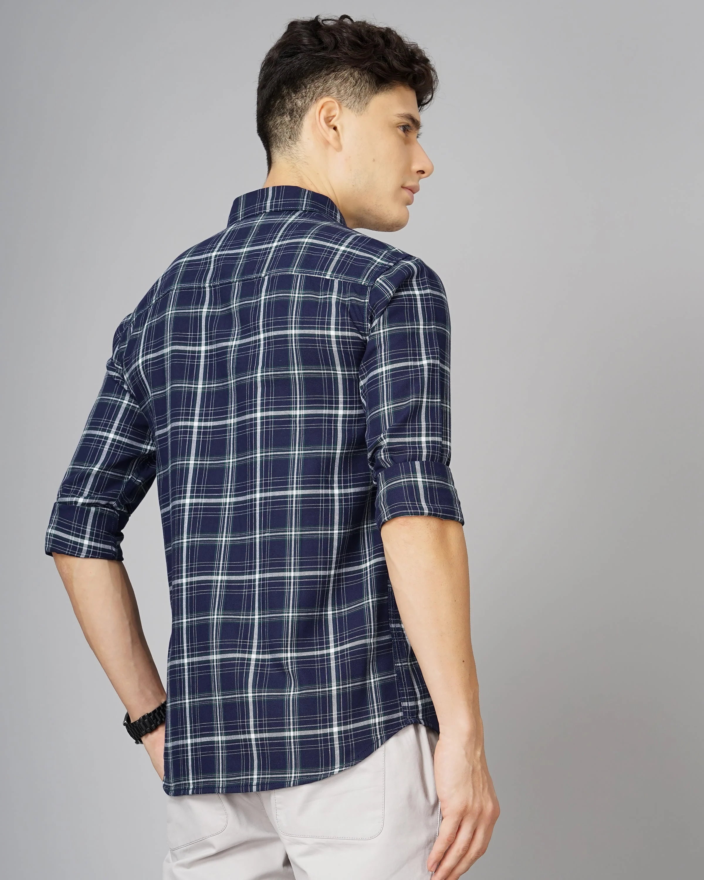 Men Stella Blue Checks Shirt - Image 2