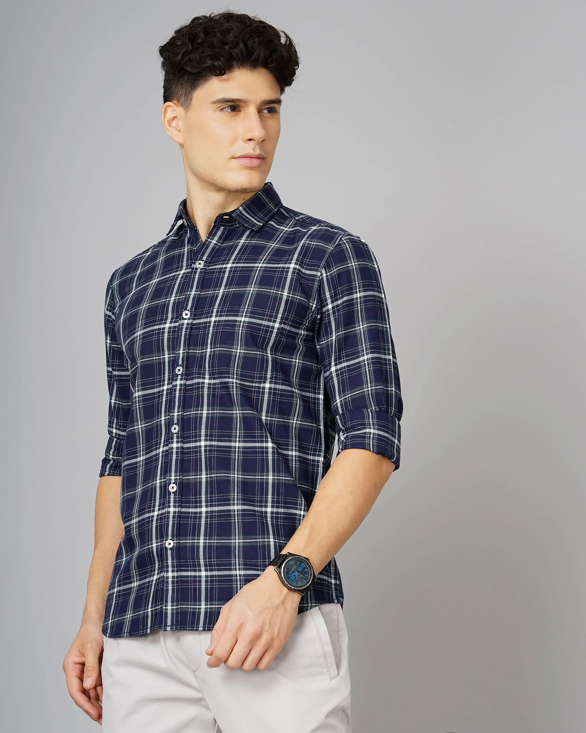 Men Stella Blue Checks Shirt - Image 3