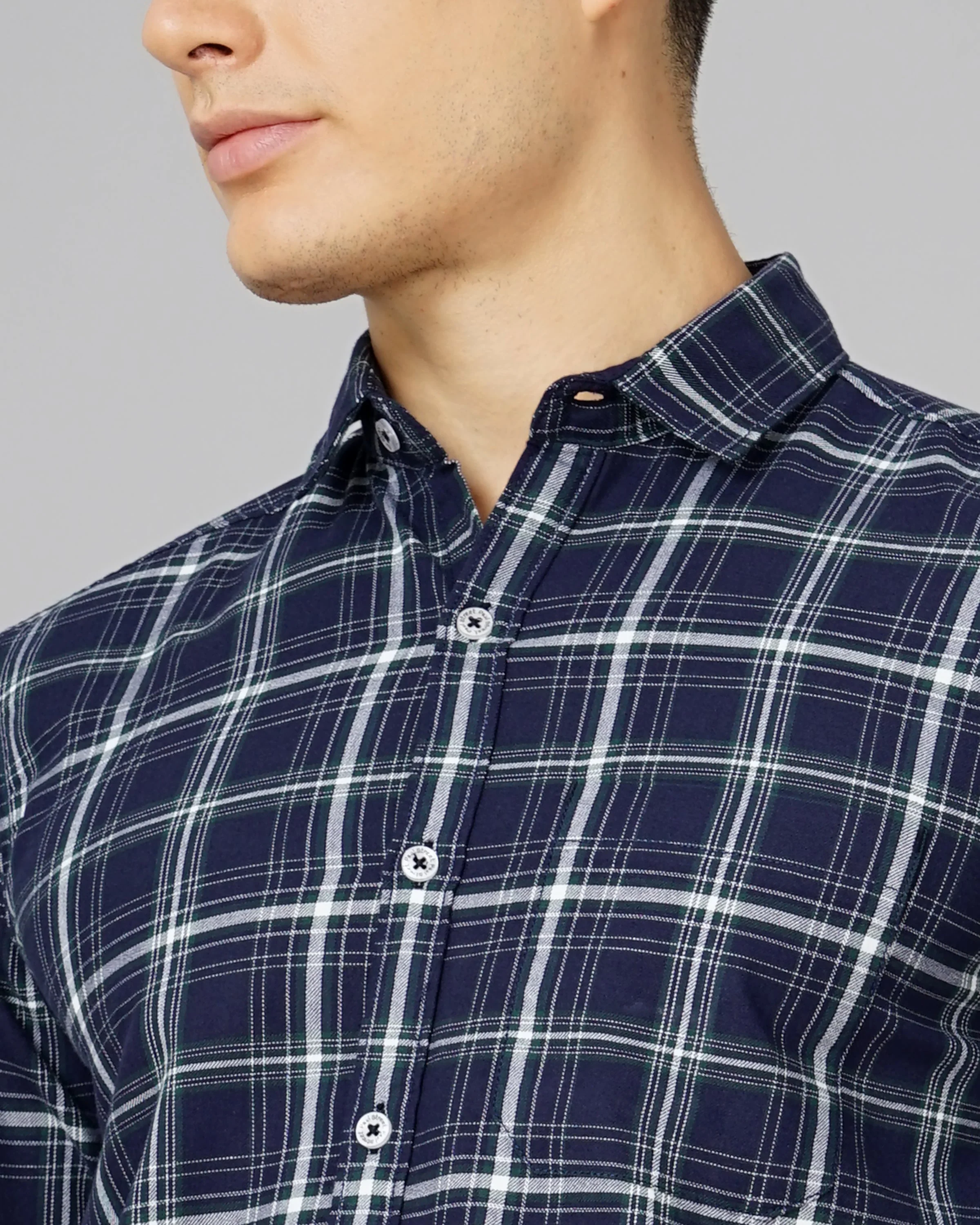 Men Stella Blue Checks Shirt - Image 5
