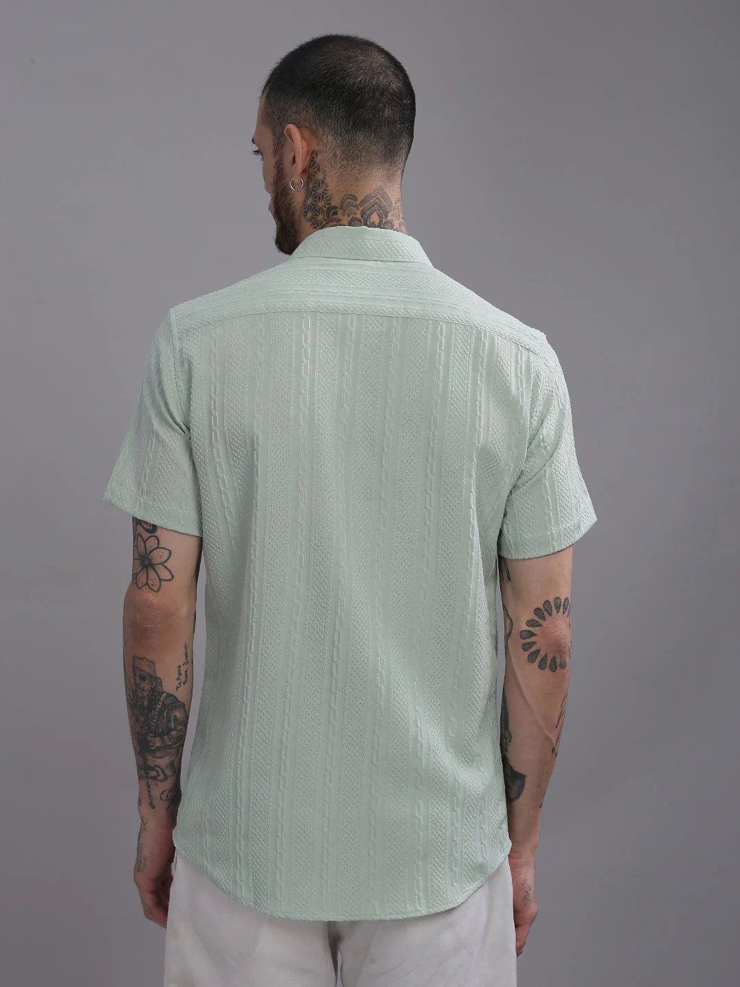 Men Streak Green Shirt - Image 3