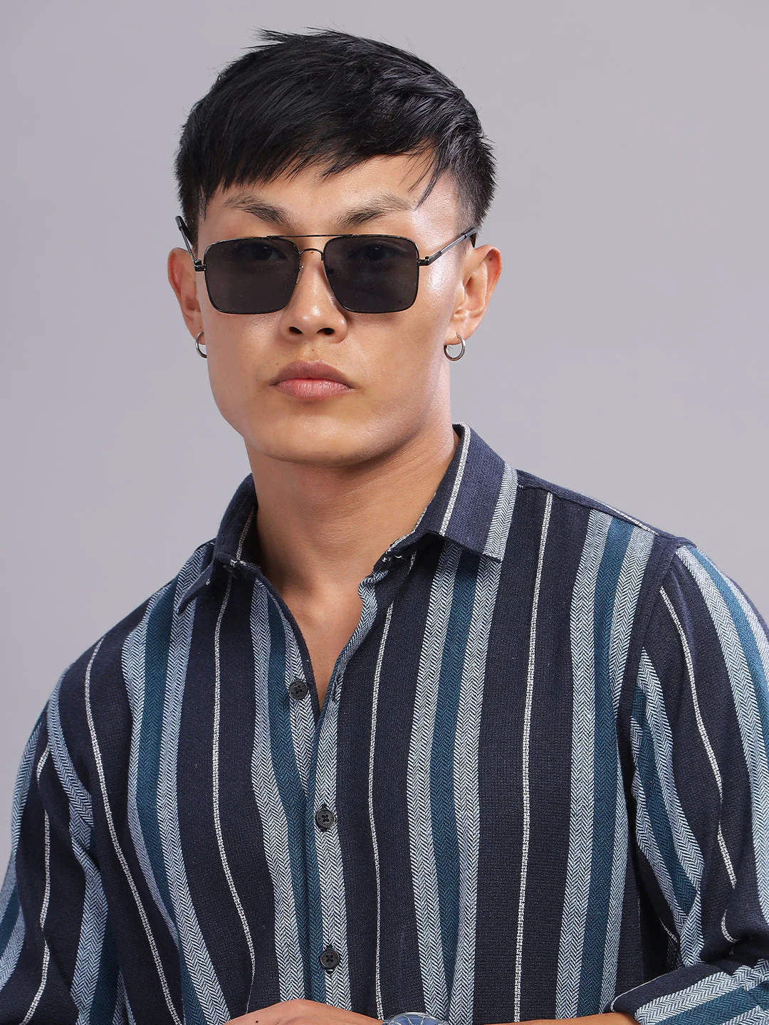 Men Streak Green Shirt - Image 6
