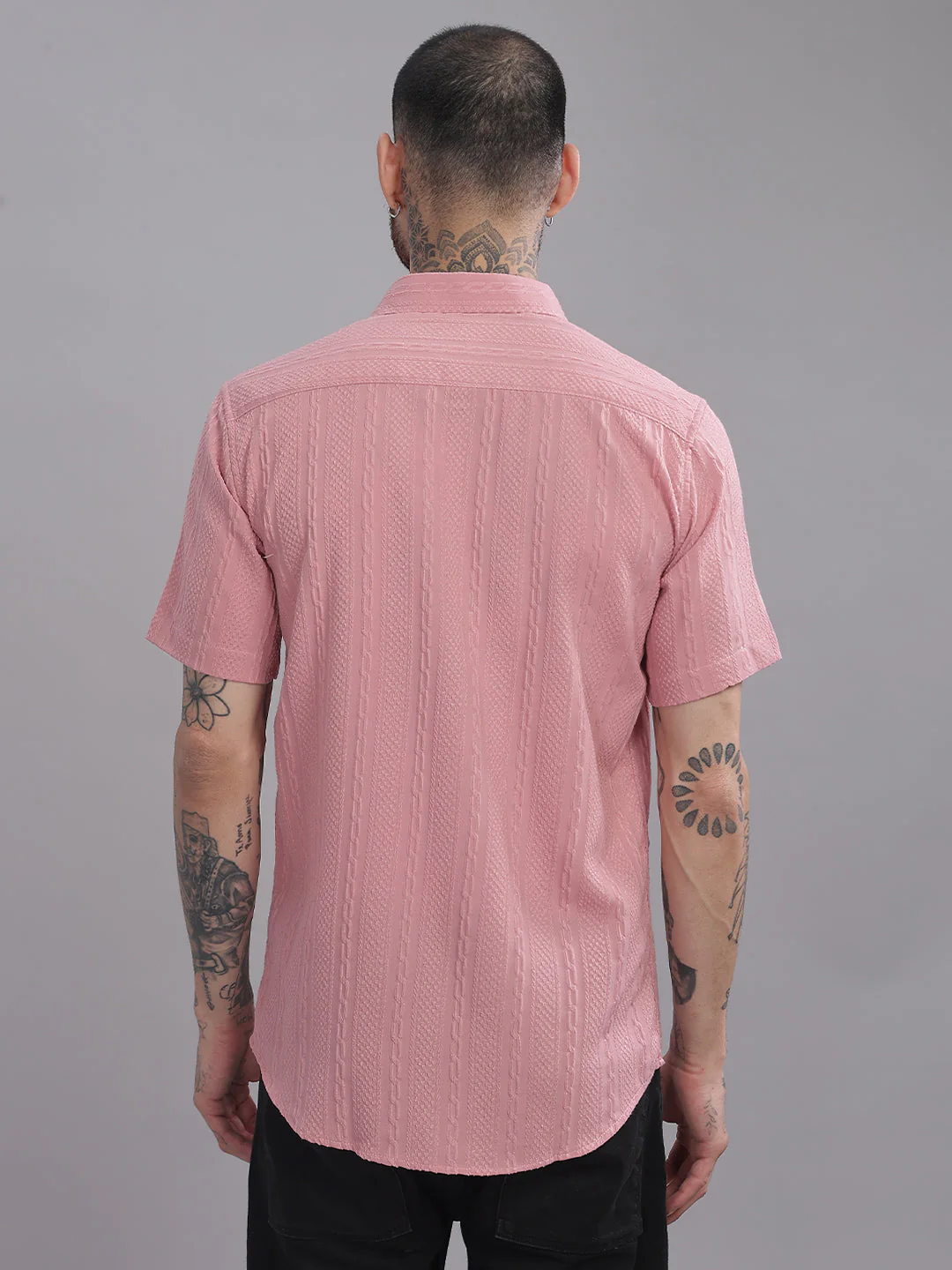 Men Streak Pink Shirt - Image 3