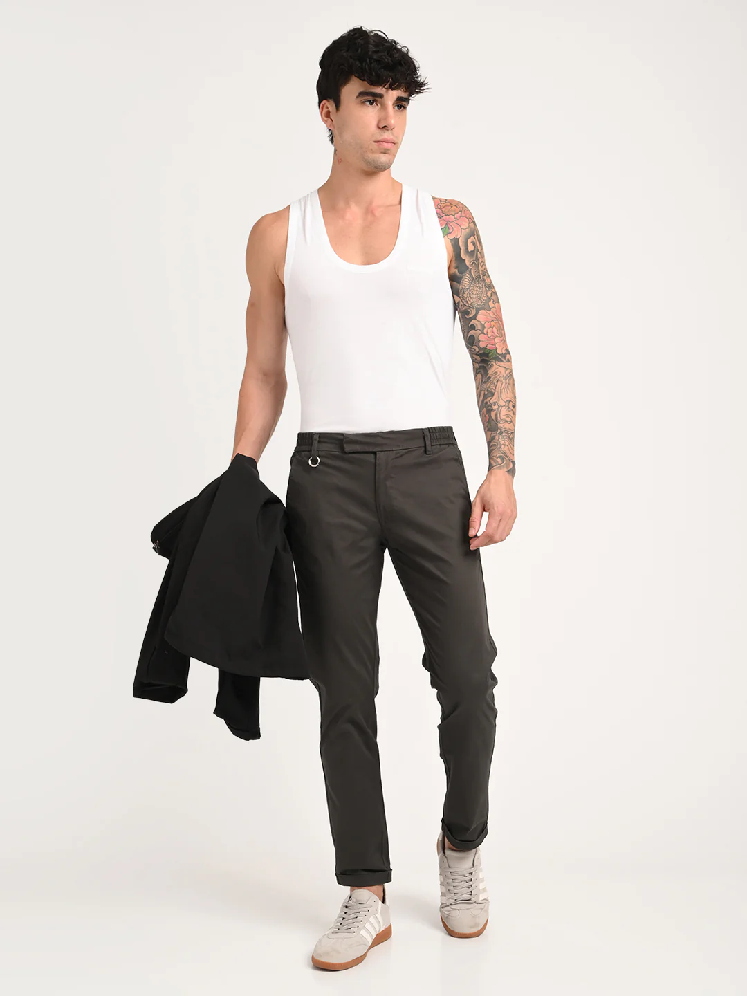 Men Stretch Trousers with Utility Pockets - Image 2