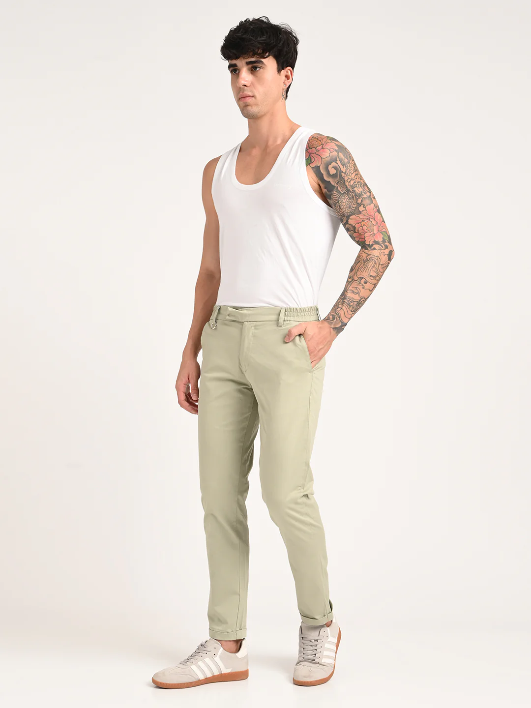 Men Stretch Trousers with Utility Pockets - Image 2