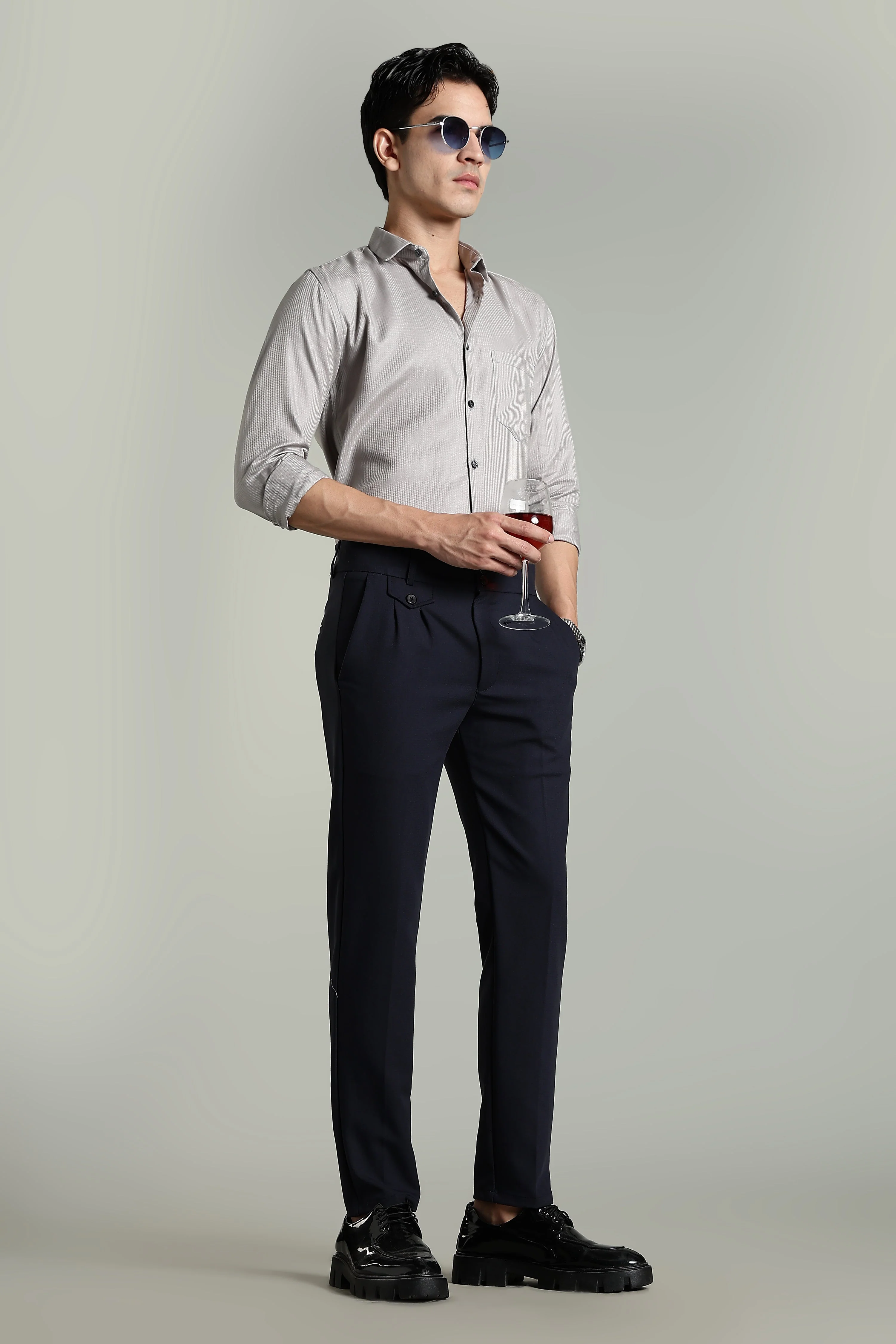 Men Stria Pink Solid Shirt - Image 7