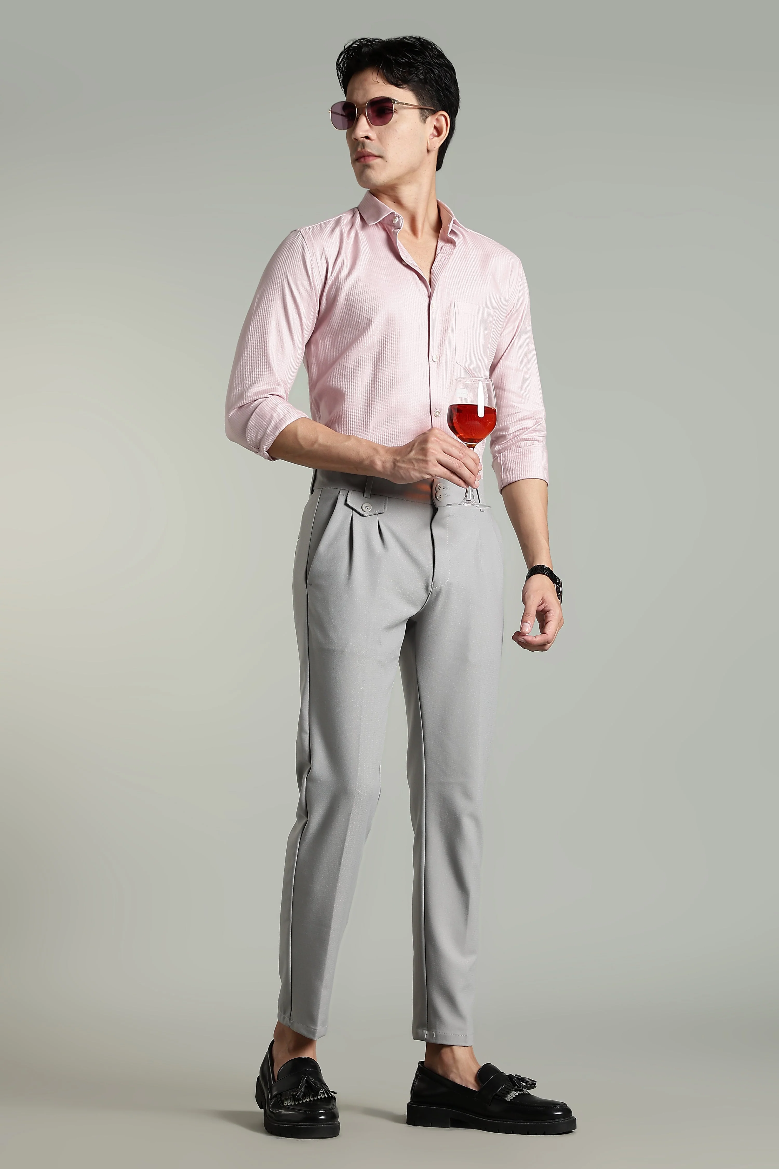 Men Stria White Solid Shirt - Image 6