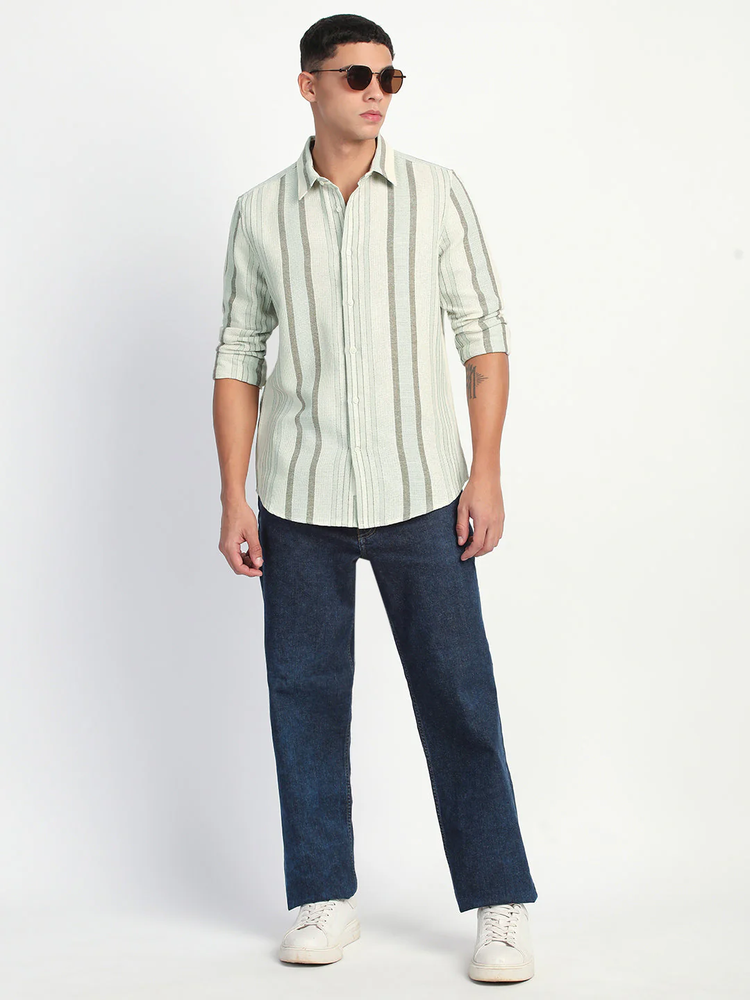 Men Stripe Slim Fit Casual Shirt - Image 5