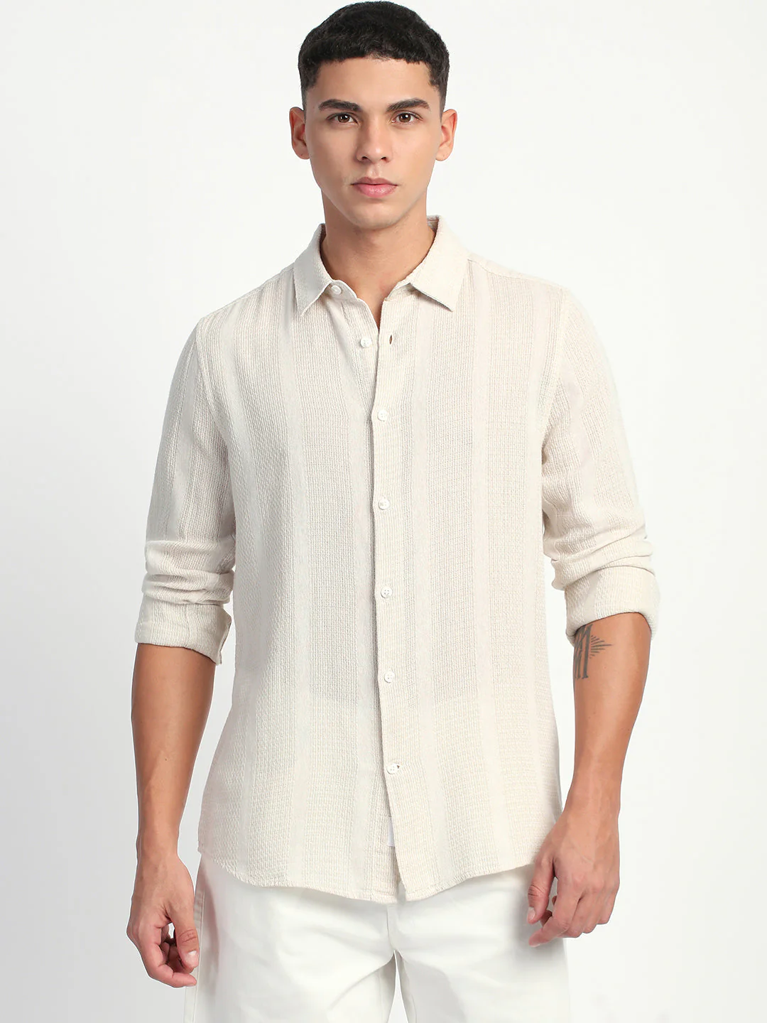 Men Stripe Slim Fit Casual Shirt - Image 2